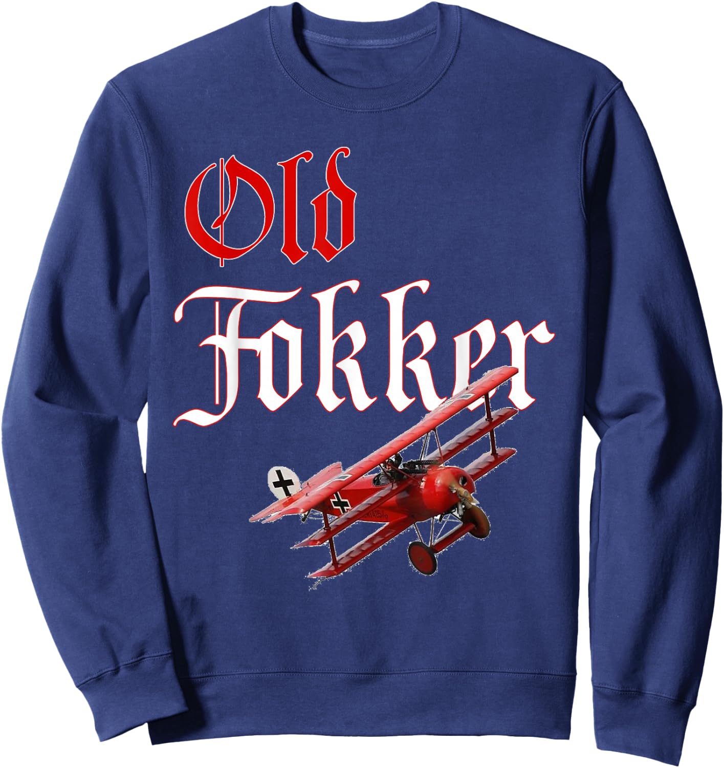 Old Fokker Triplane WW1 Fighter Plane Gift Sweatshirt - Sweatshirt | Navy