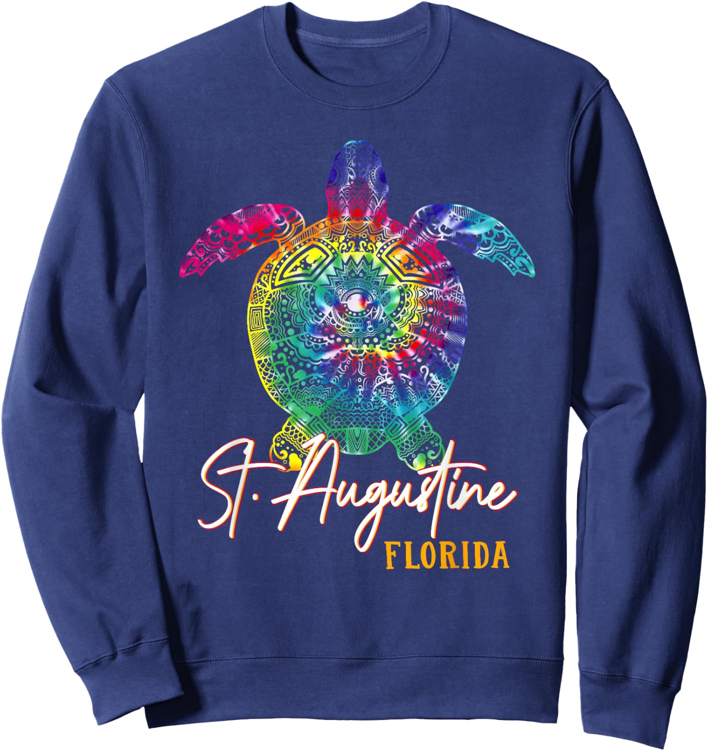St. Augustine Tie Dye Sea Turtle Matching Family Vacation Sweatshirt - Sweatshirt | Navy
