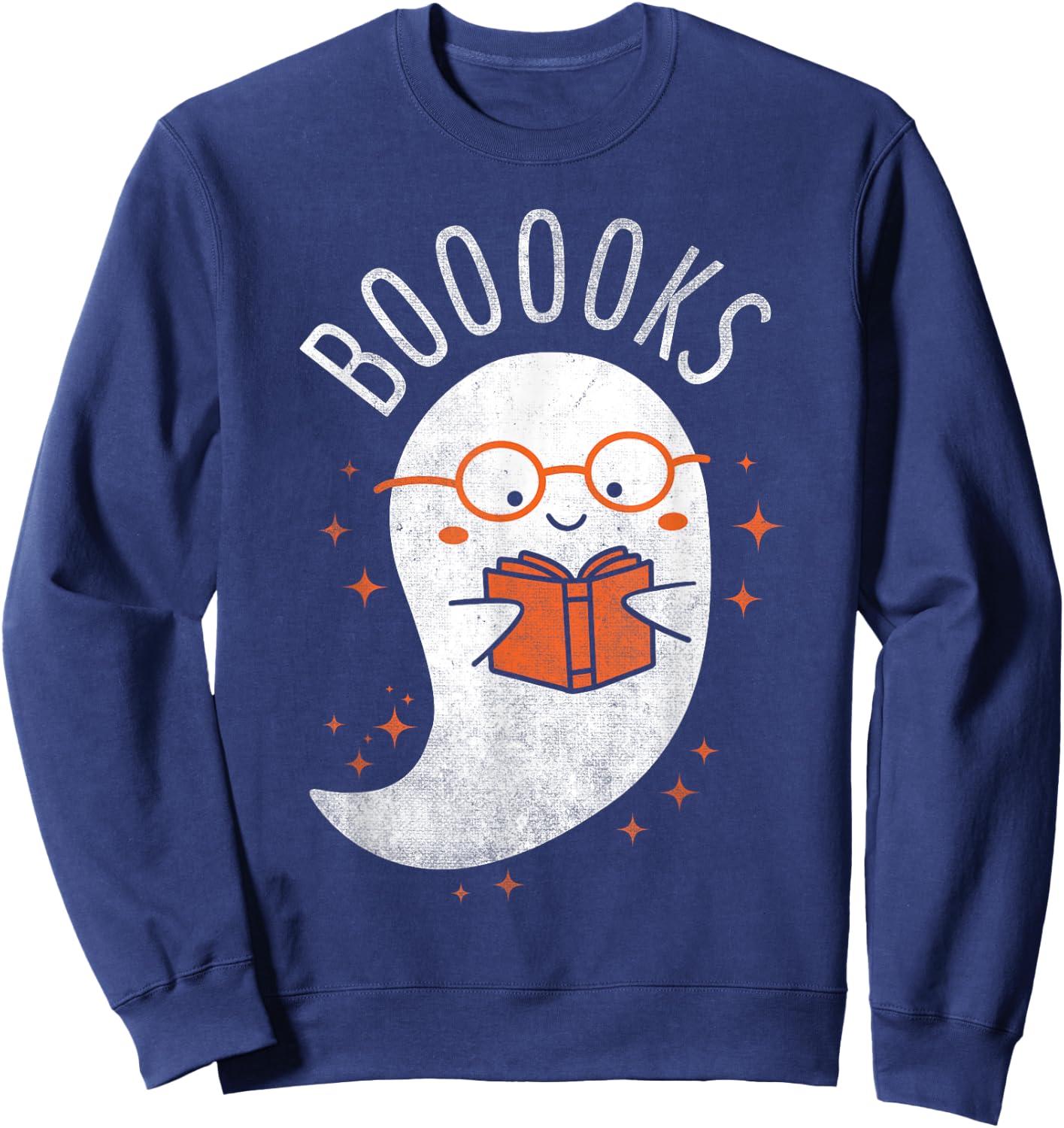Booooks Ghost Funny Halloween Teacher Book Library Reading Sweatshirt - Sweatshirt | Navy
