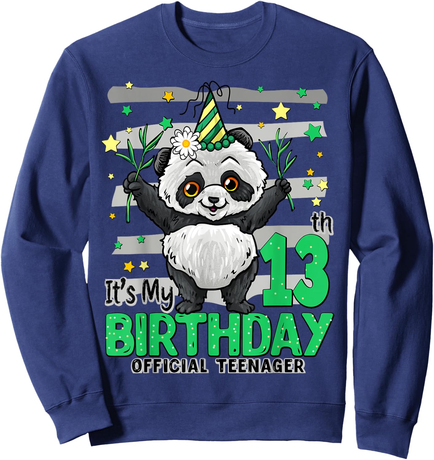 13 Year Old Panda 13th Birthday Girl Boy Panda Birthday Sweatshirt - Sweatshirt | Navy