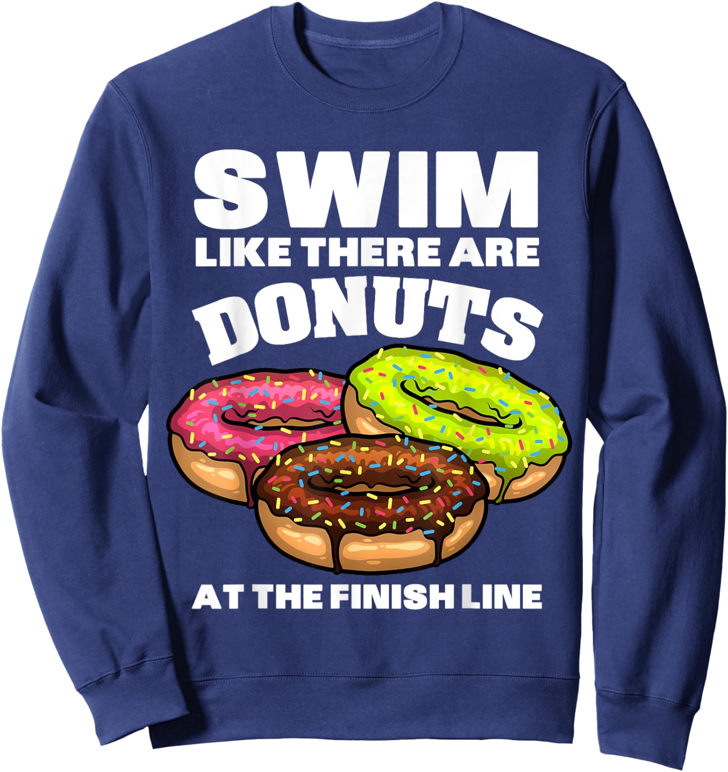 Funny Swimming Donut Design Men Women Swimmer Sports Athlete Sweatshirt - Sweatshirt | Navy