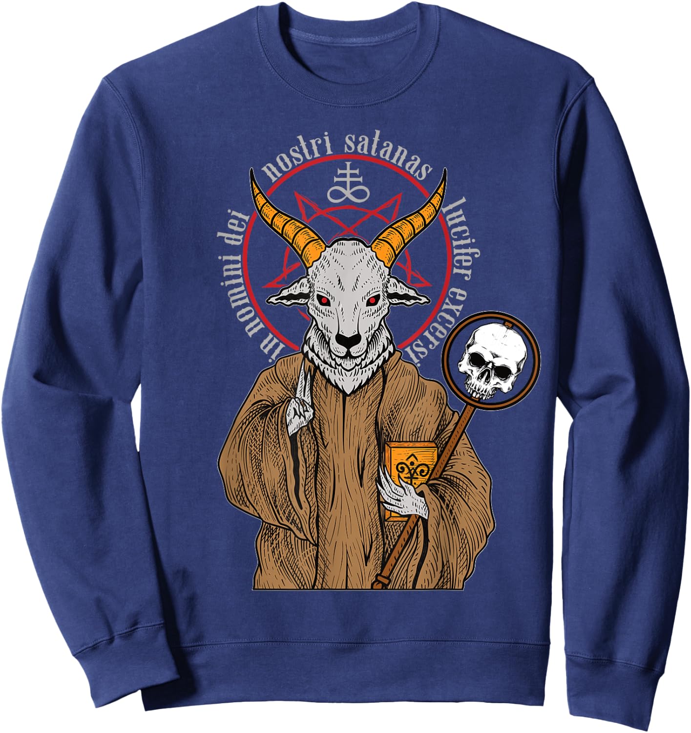 Baphomet Satan Antichrist Goat Luzifer 666 Occult Devil Sweatshirt - Sweatshirt | Navy