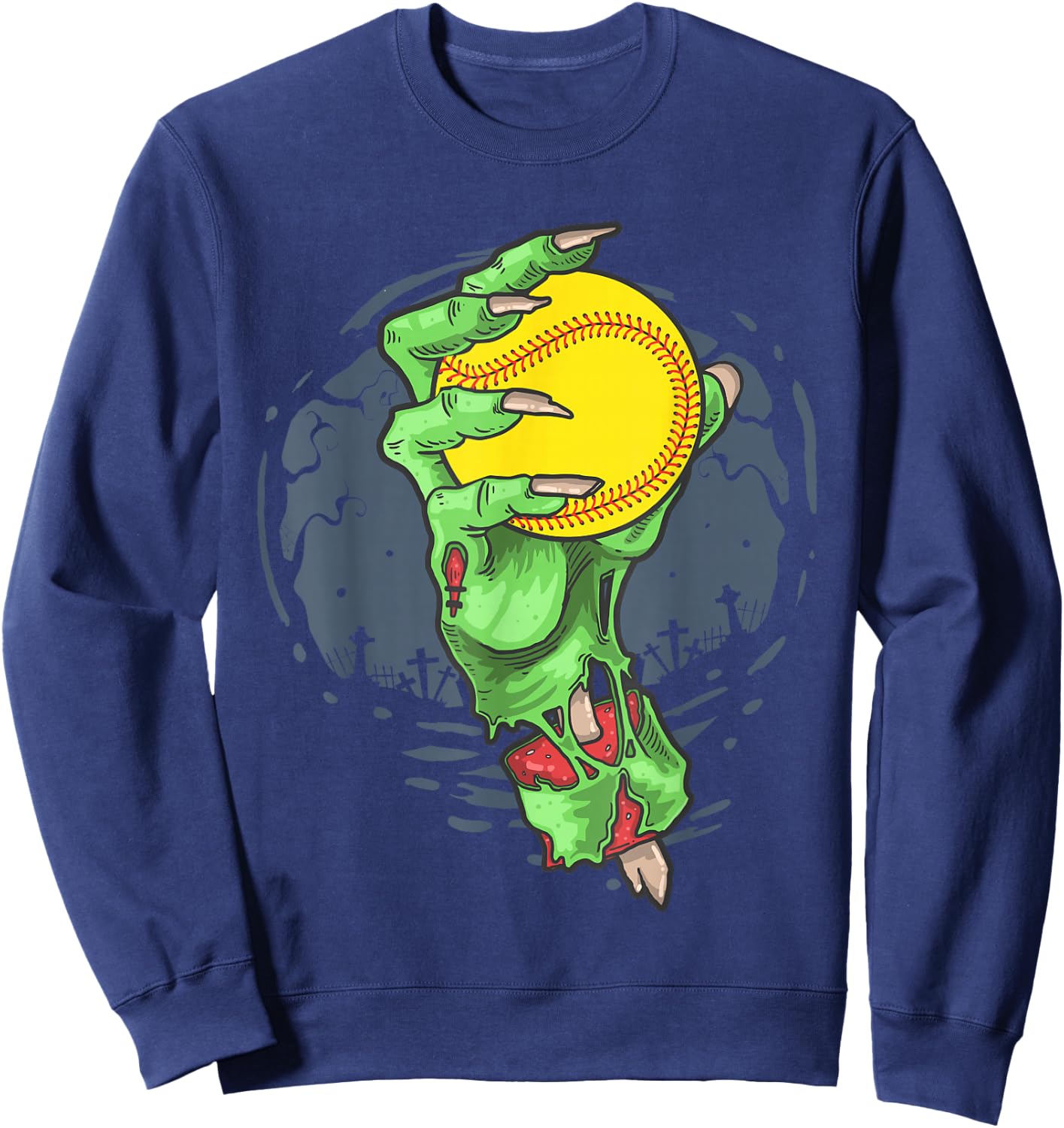 Softball Zombie Hand Softball Player Halloween Costume Sweatshirt - Sweatshirt | Navy