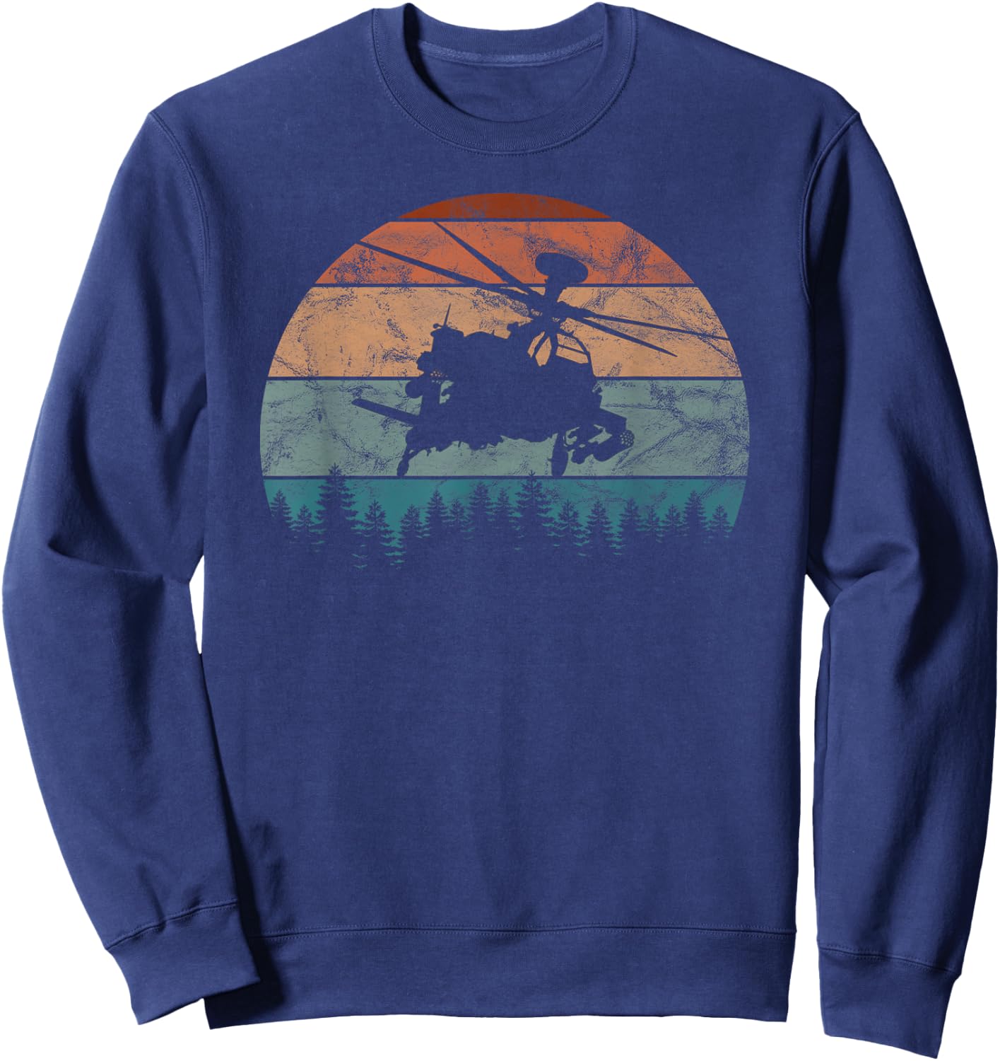AH-64 Apache Helicopter Retro Vintage Sweatshirt - Sweatshirt | Navy