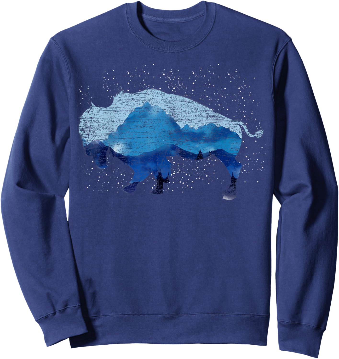 American Bison Nature Mountains Countryside Buffalo Sweatshirt - Sweatshirt | Navy