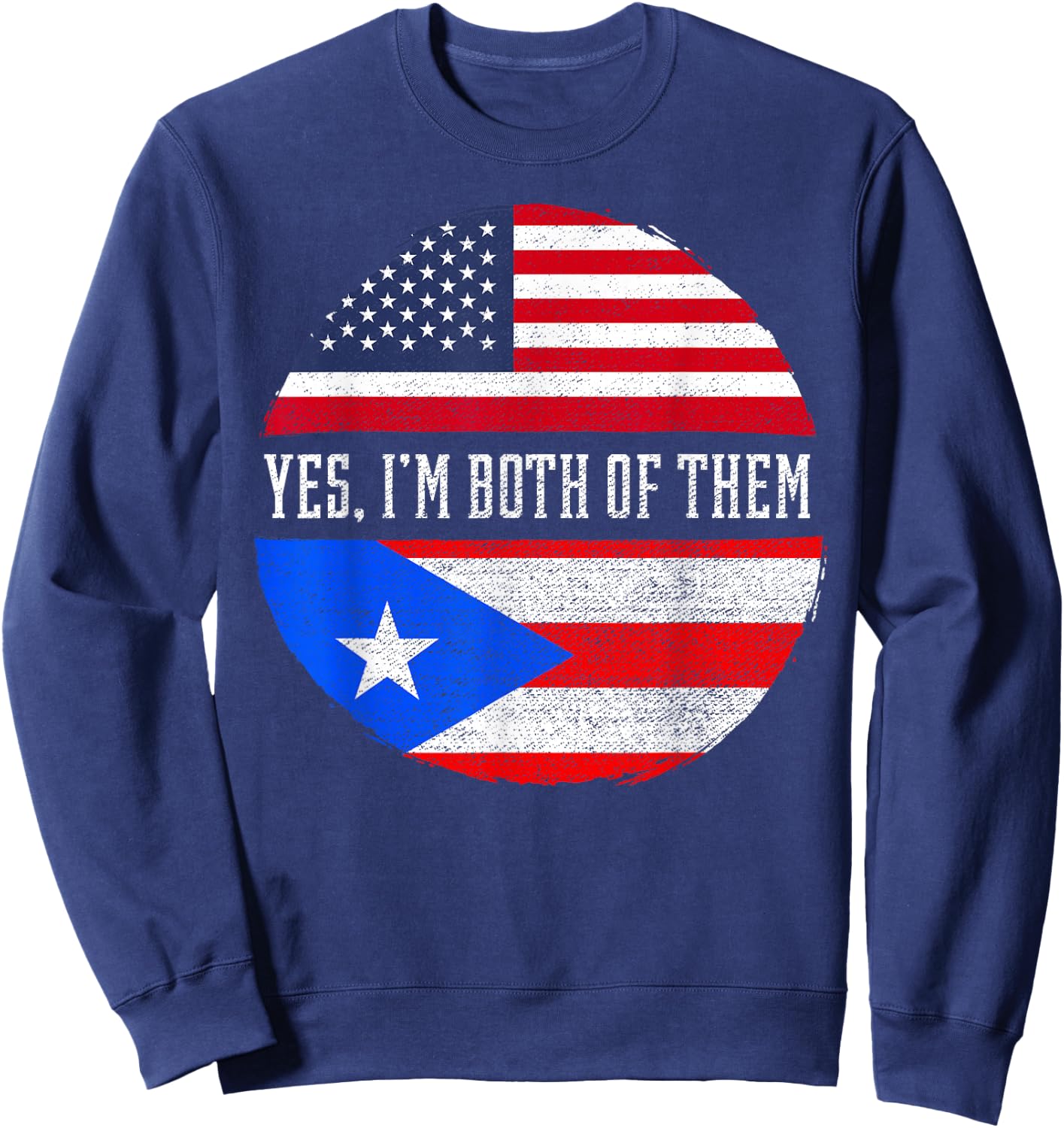 Half American Half Puerto Rican USA Flag Puerto Rico DNA Sweatshirt - Sweatshirt | Navy