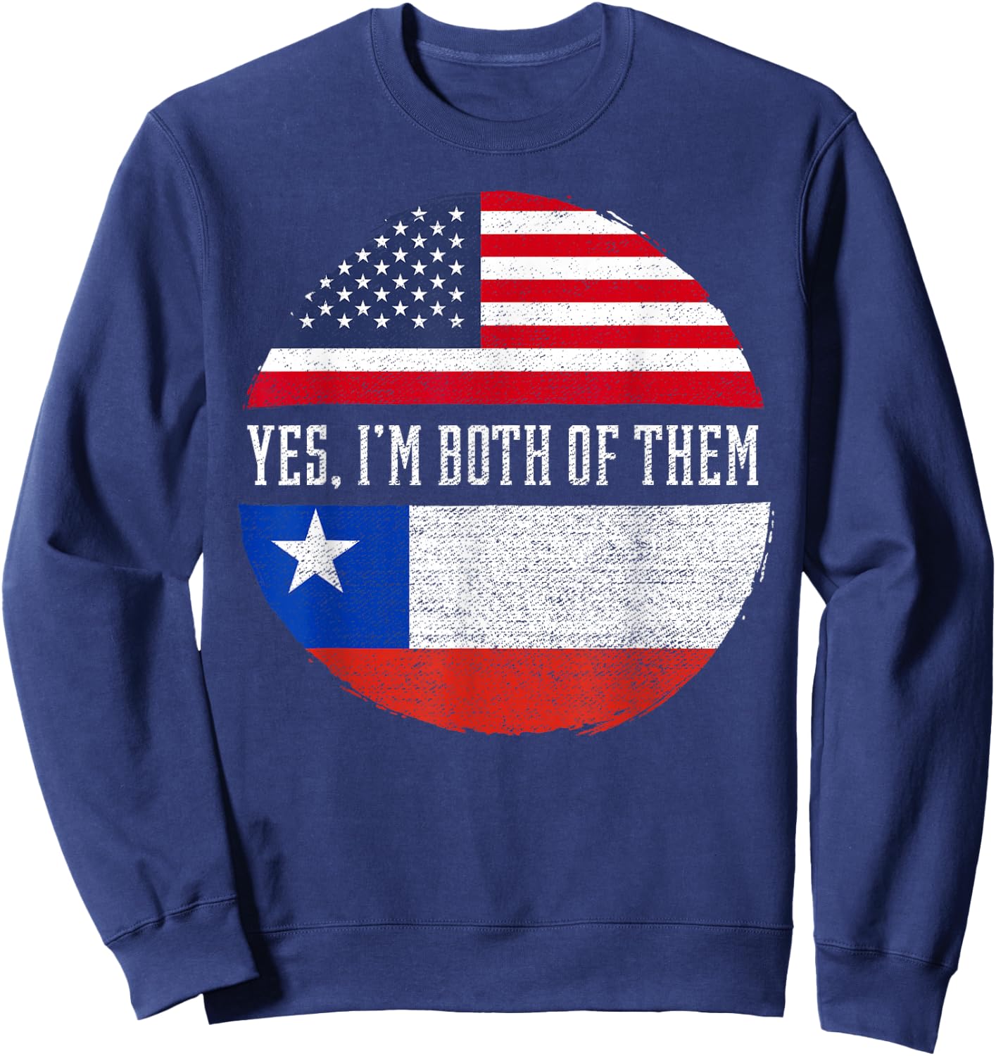 Half American Half Chilean USA Flag Chile Heritage DNA Sweatshirt - Sweatshirt | Navy