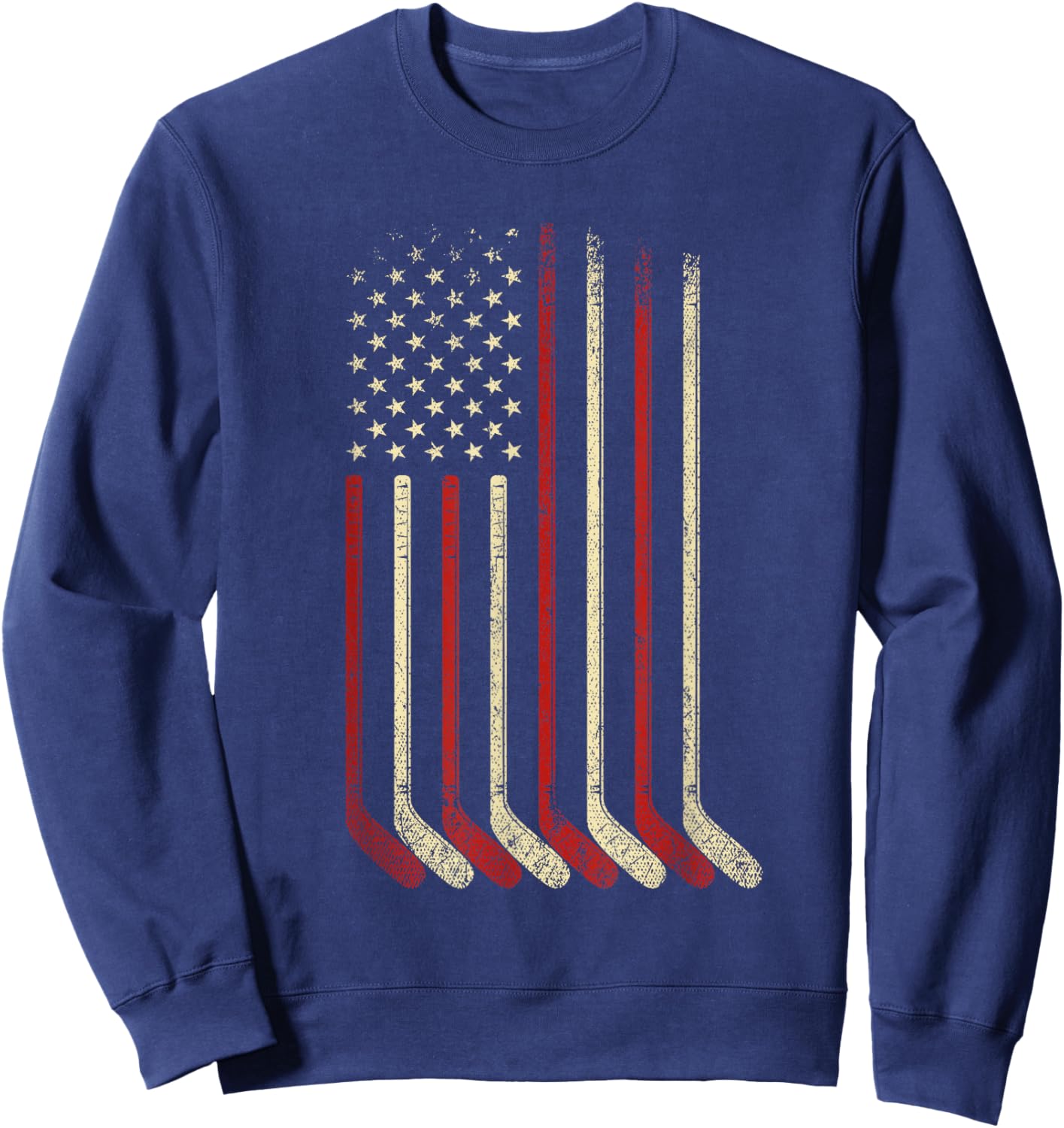 US Flag Patriotic American Hockey Player Ice Hockey Sweatshirt - Sweatshirt | Navy