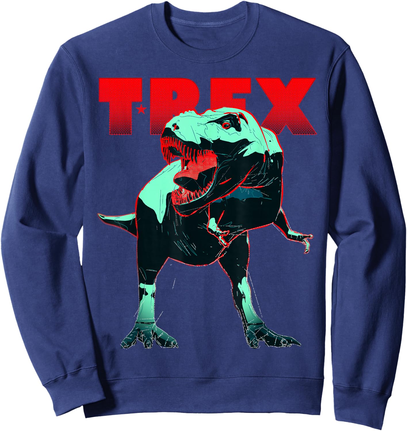 Dinosaur Shirt T Rex Tyrannosaurus Roaring Dino Graphic Sweatshirt - Sweatshirt | Navy