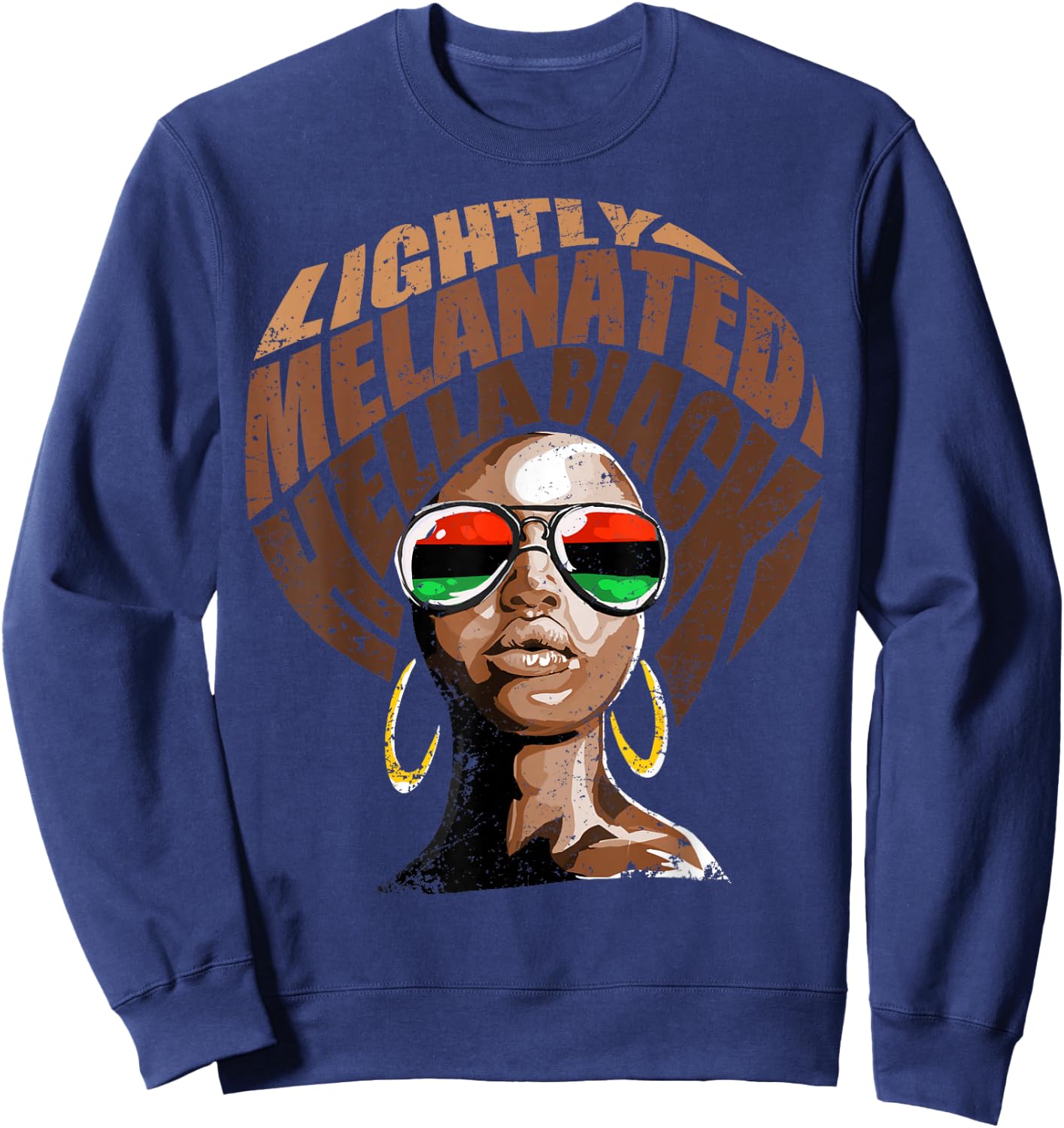 Lightly Melanated Hella Black Sweatshirt - Sweatshirt | Navy