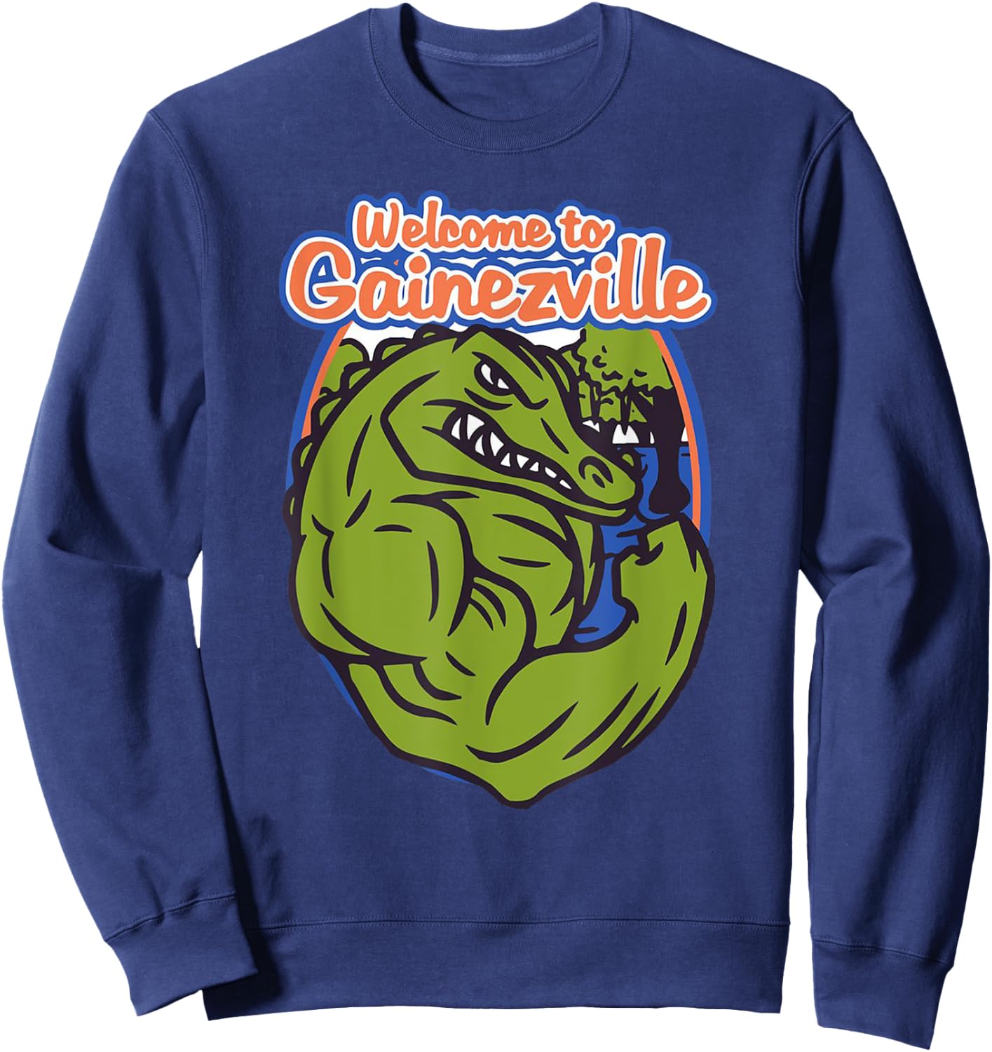 Gainezville Florida Gator flexing muscle Sweatshirt - Sweatshirt | Navy
