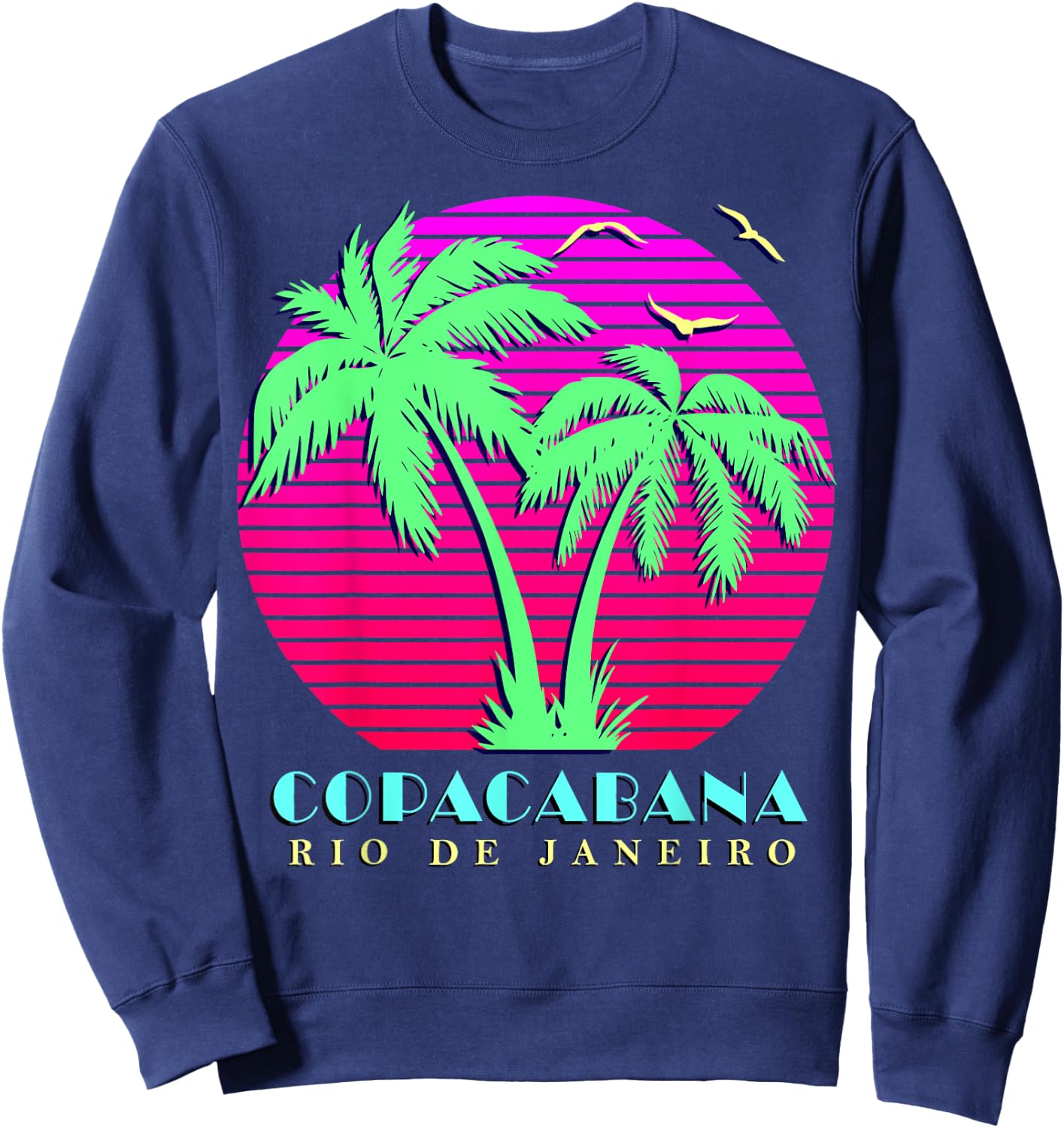 Copacabana Rio De Janeiro Palm Trees Sunset Sweatshirt - Sweatshirt | Navy