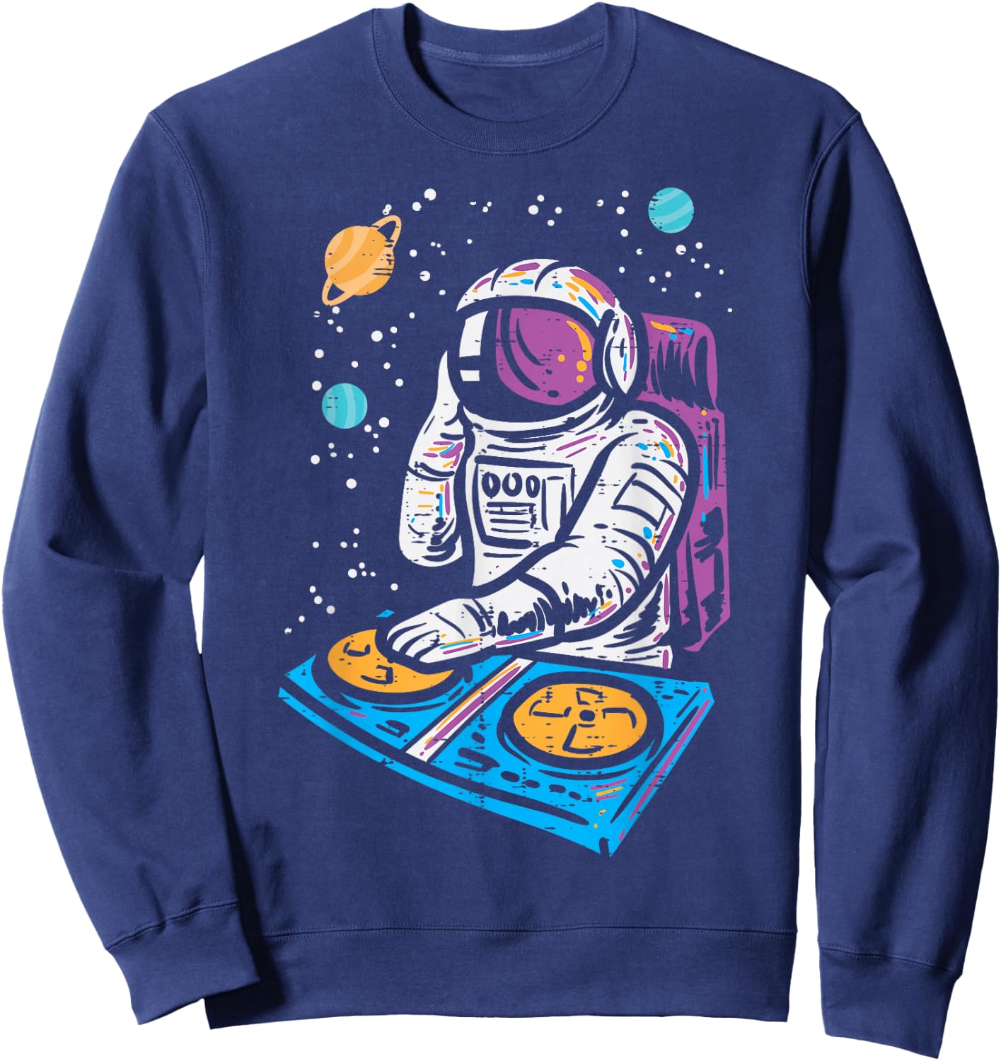 Dj Mixer Astronaut Turntable Space Galaxy Edm Women Men Kids Sweatshirt - Sweatshirt | Navy