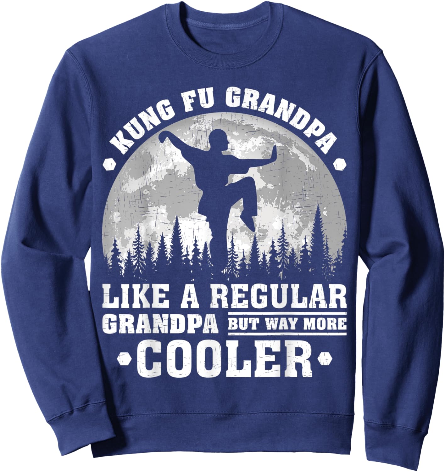 Kung Fu Grandpa Funny Moon Vintage Kung Fu Father's Day Sweatshirt - Sweatshirt | Navy