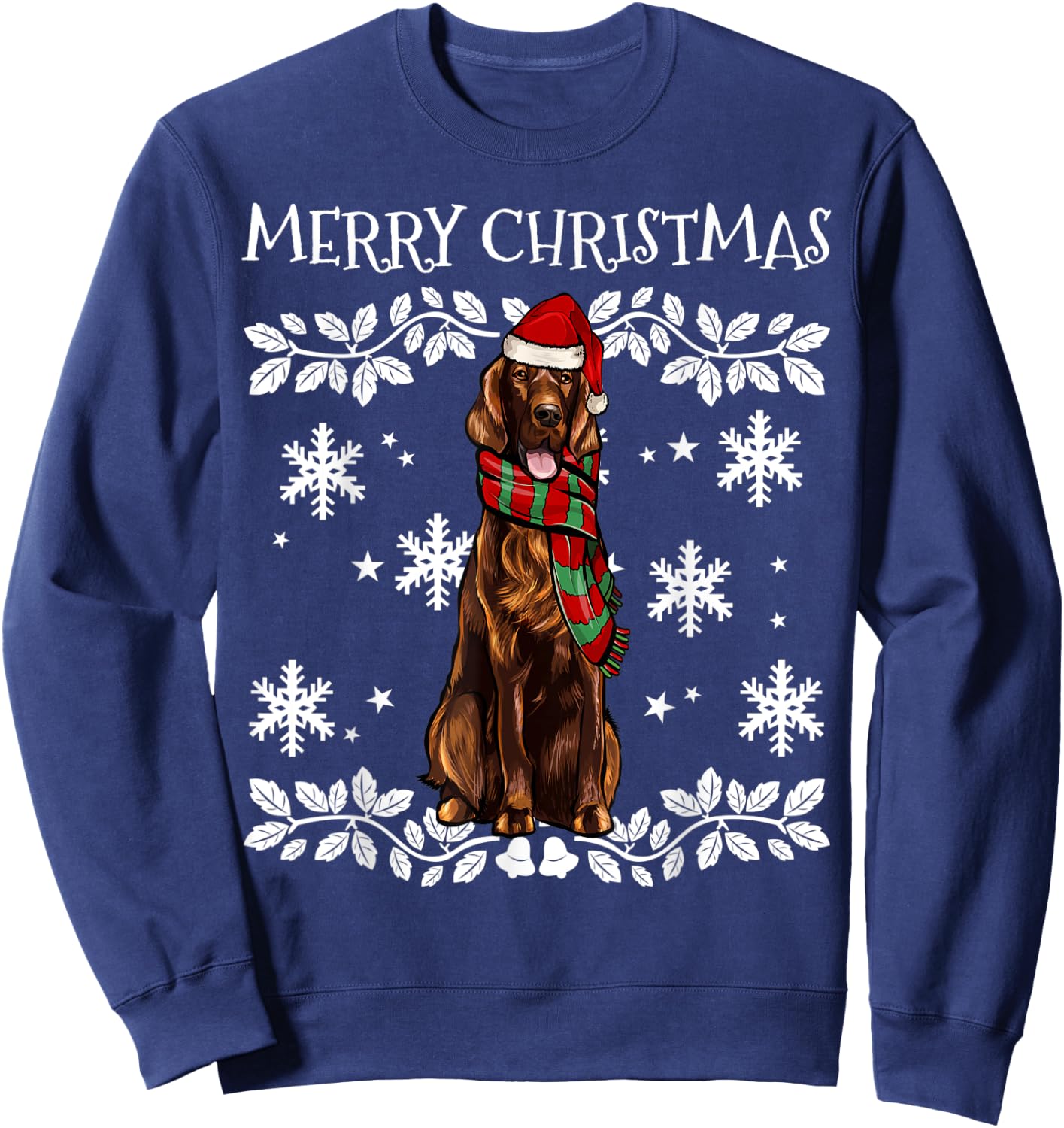 Merry Christmas Setter Irish Ugly Christmas Sweatshirt - Sweatshirt | Navy