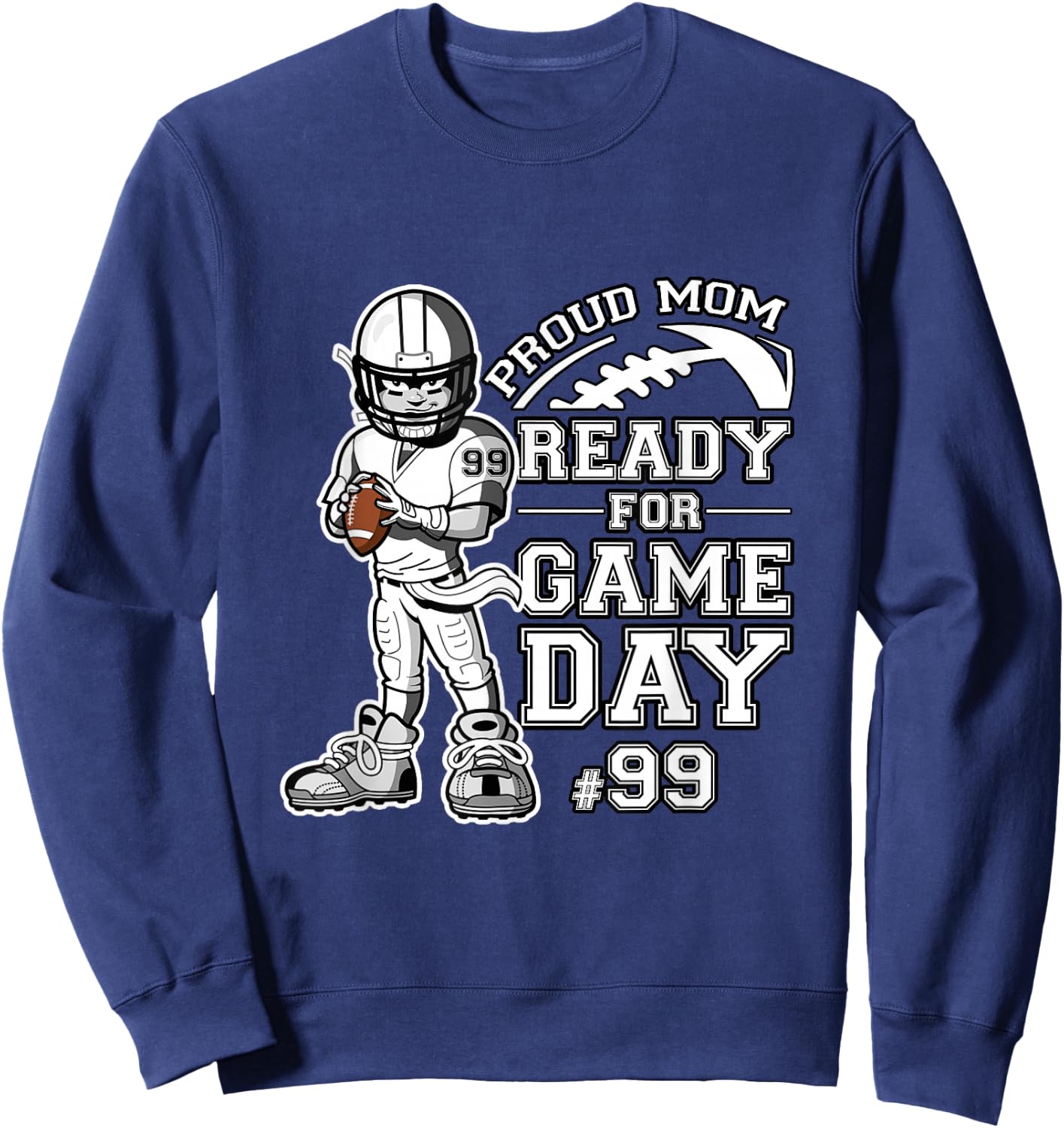 Custom Proud Football Mom Number 99 Personalized Sweatshirt - Sweatshirt | Navy
