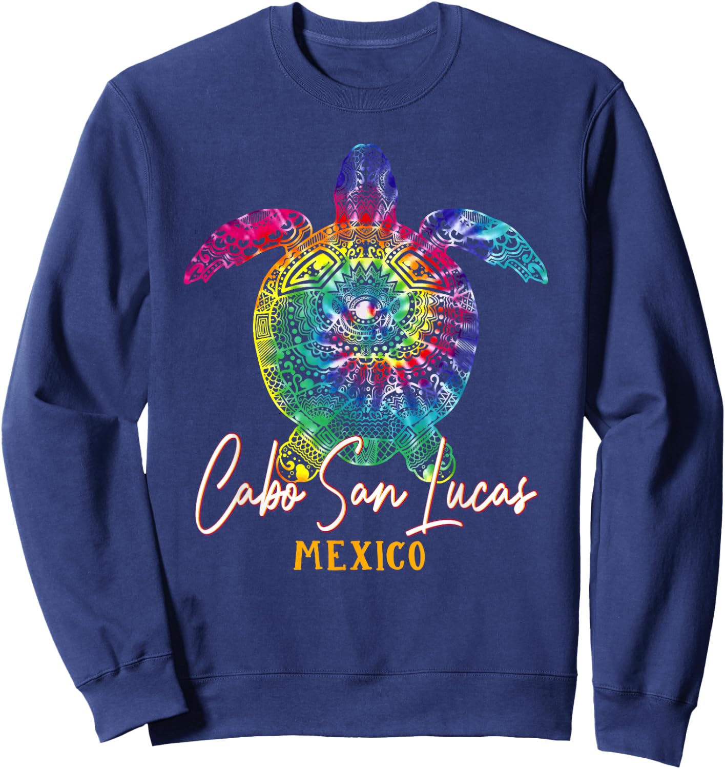 Cabo San Lucas Tie Dye Sea Turtle Matching Family Vacation Sweatshirt - Sweatshirt | Navy