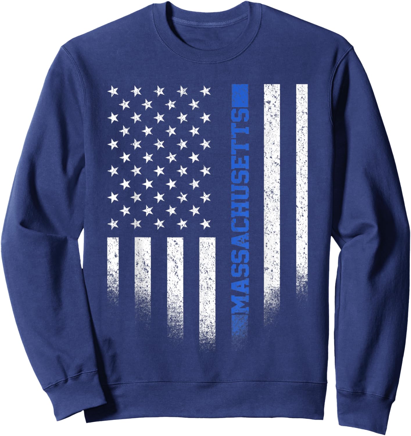 Massachusetts State Blue Line US Flag MA Police Officer Sweatshirt - Sweatshirt | Navy