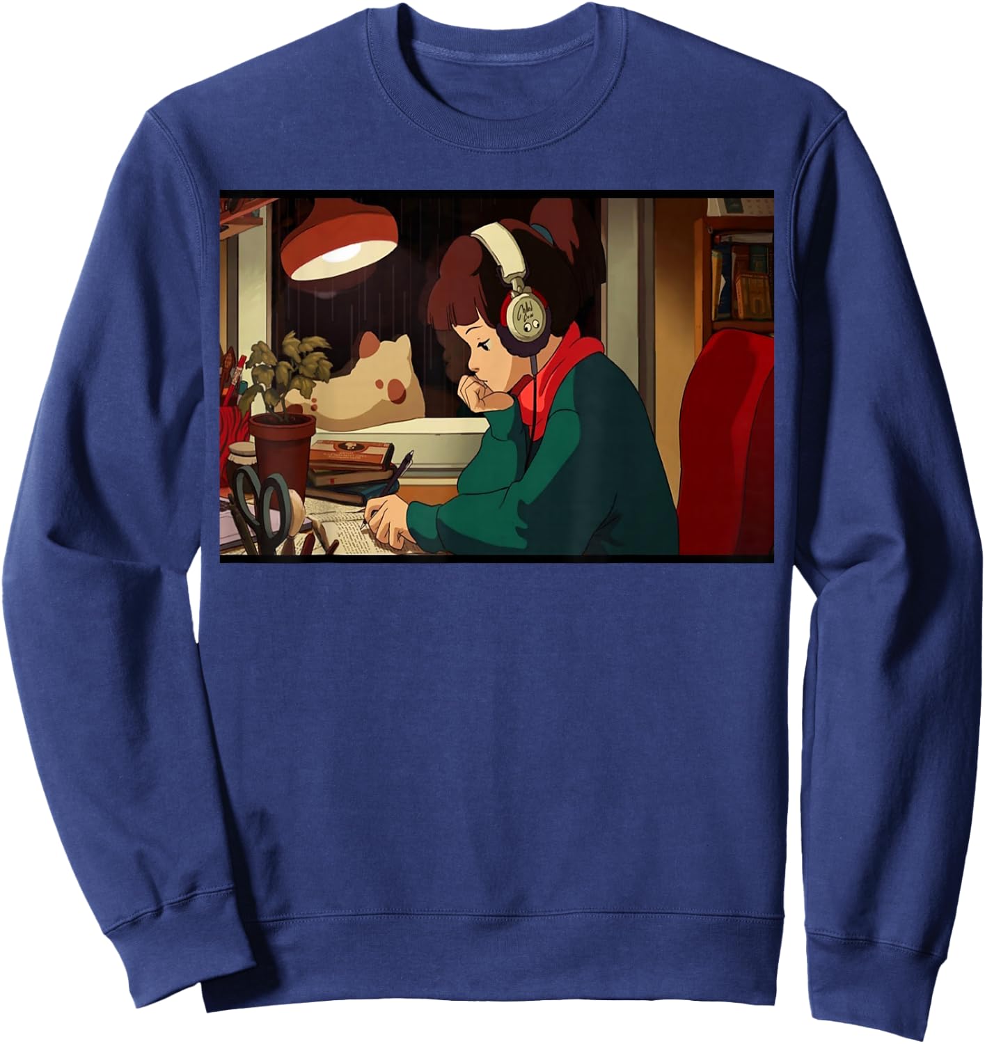 Lofi Hip Hop Chill Jazz Hop Beats to Relax to Lofi Girl Sweatshirt - Sweatshirt | Navy