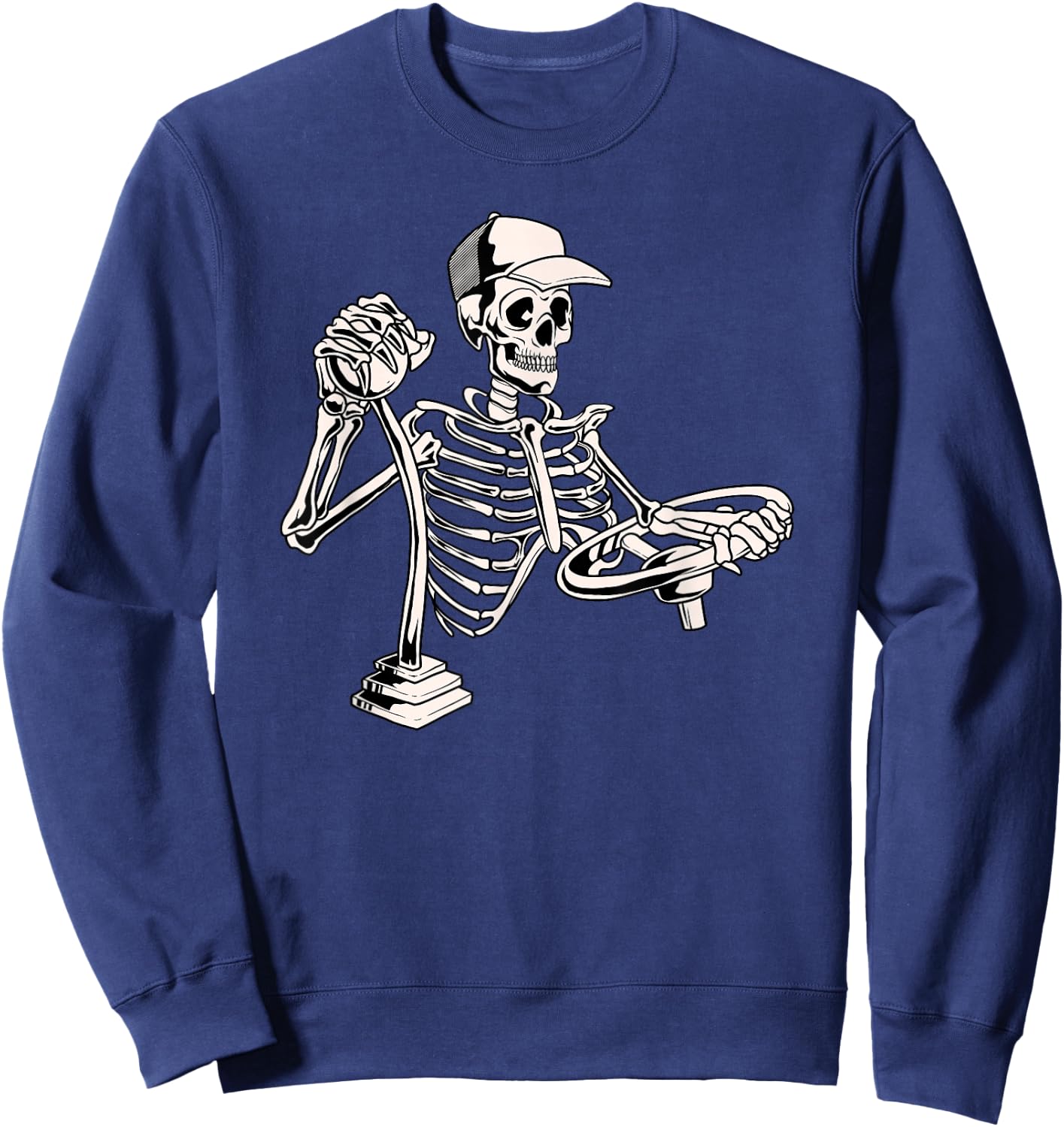 Skeleton Truck Driver - Funny Big Trucking Trucker Sweatshirt - Sweatshirt | Navy
