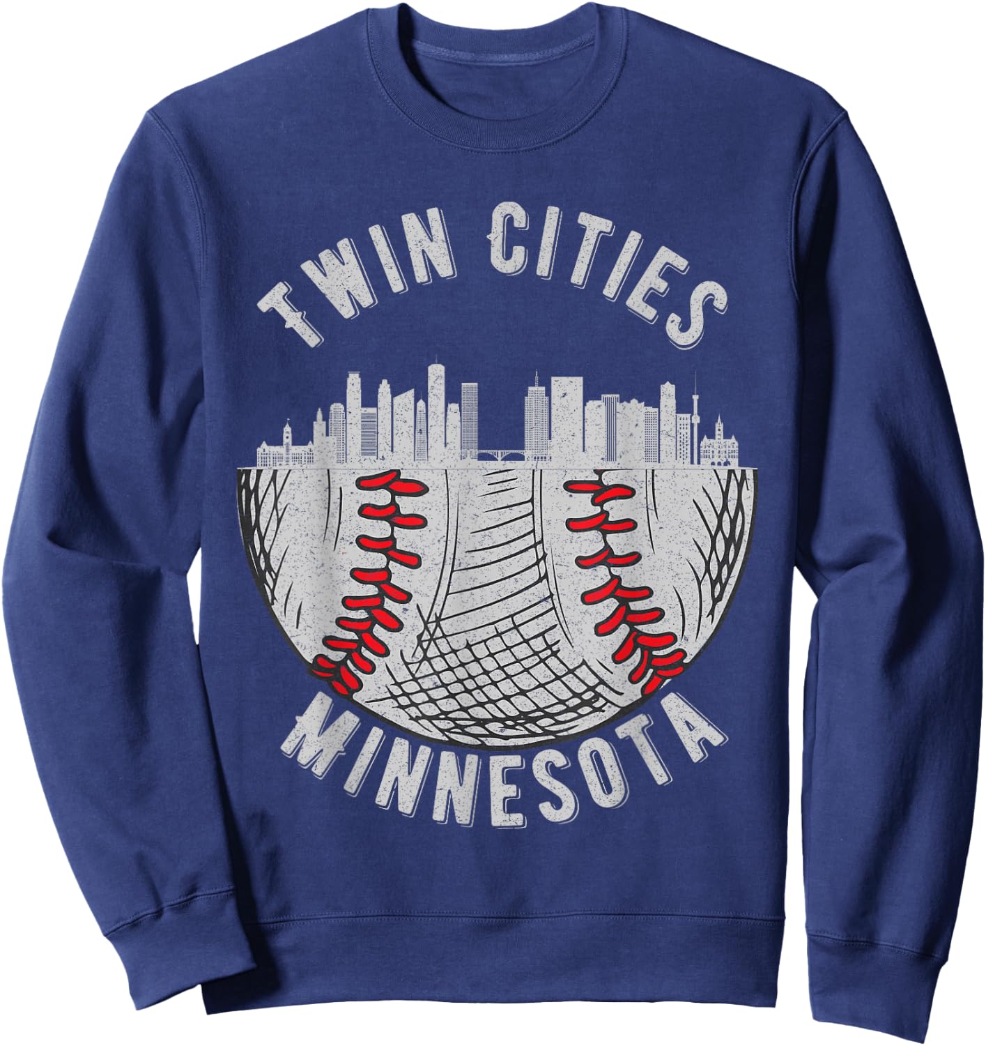 Cool Twin Cities Minnesota MN Baseball Skyline St. Paul-MPLS Sweatshirt - Sweatshirt | Navy