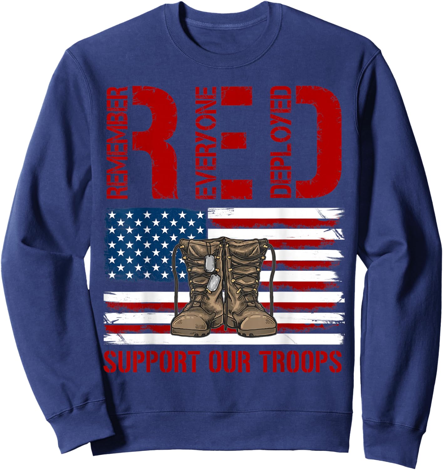 Support Our Troops - Soldier Veteran Red Friday Military Sweatshirt - Sweatshirt | Navy