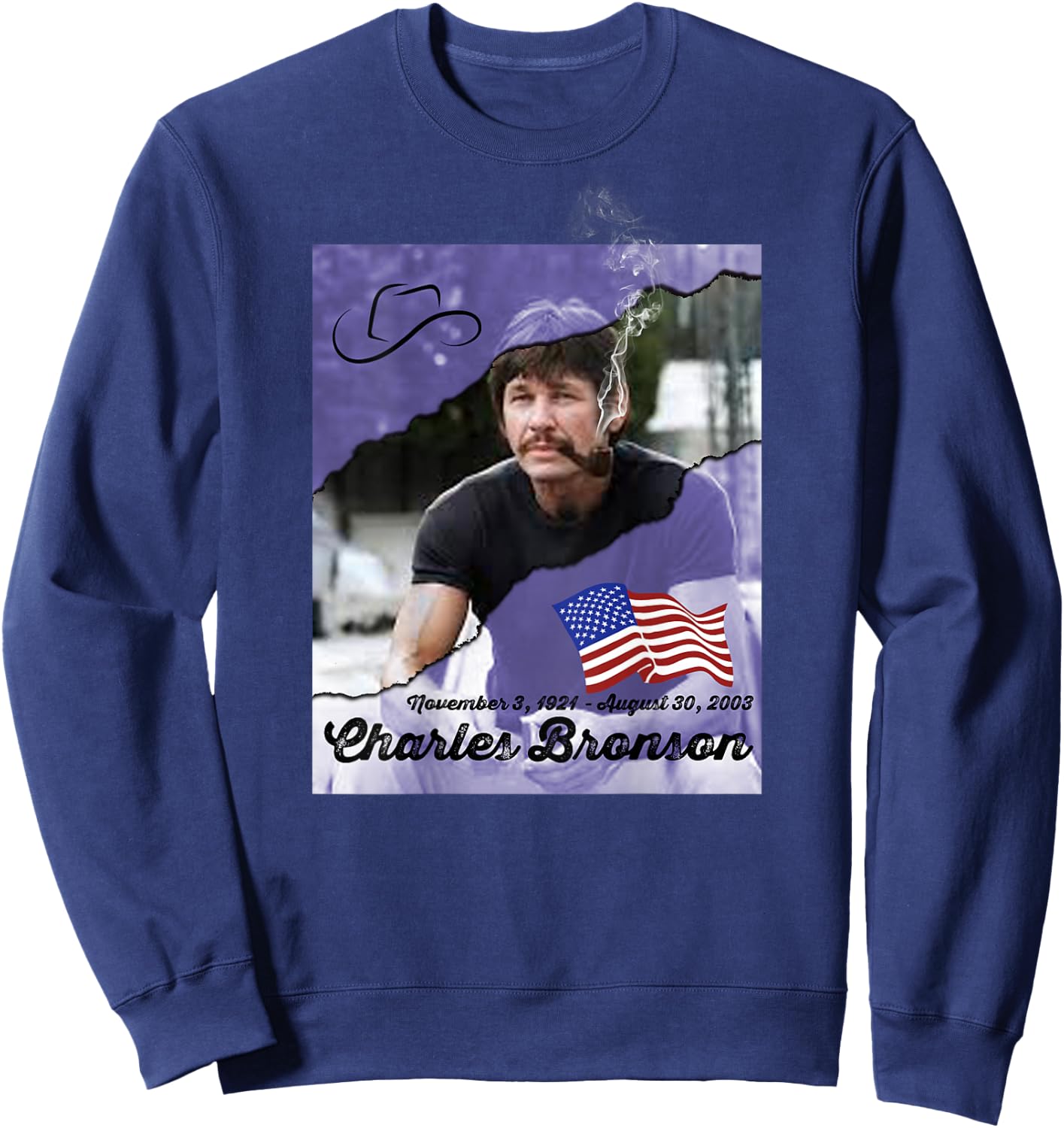 Charles Bronson_002_Back Printed Sweatshirt - Sweatshirt | Navy