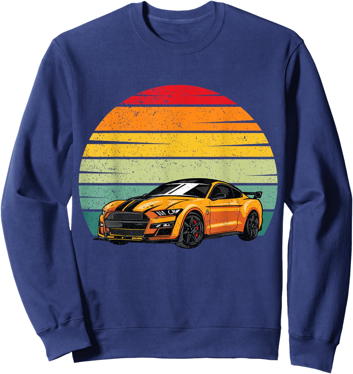 Classic Sport Car Golden Car Lover Gift Mechanic Driver Race Sweatshirt - Sweatshirt | Navy