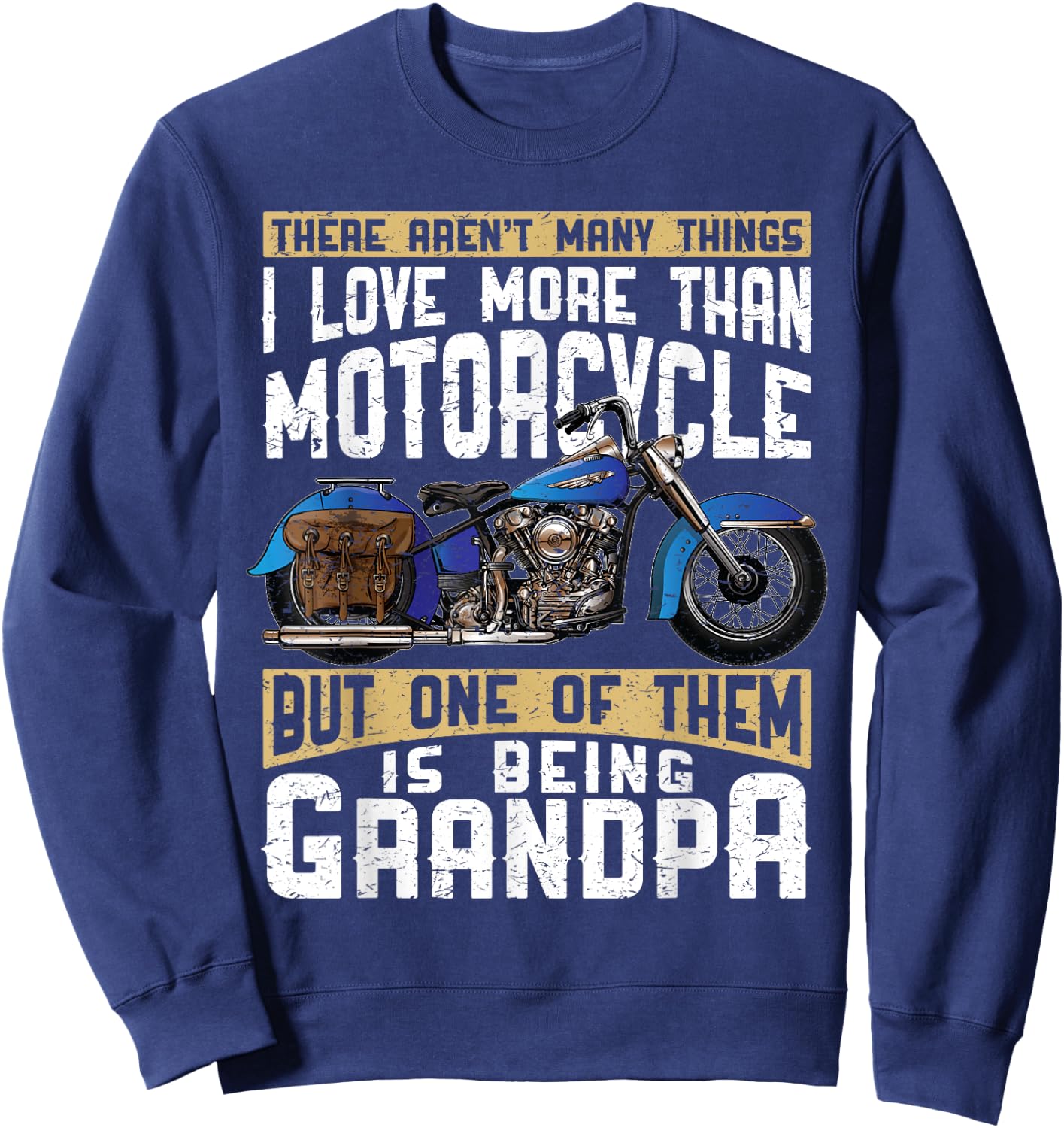 Best Grandpa Biker Motorcycle T Shirt Gift Grandfather Sweatshirt - Sweatshirt | Navy