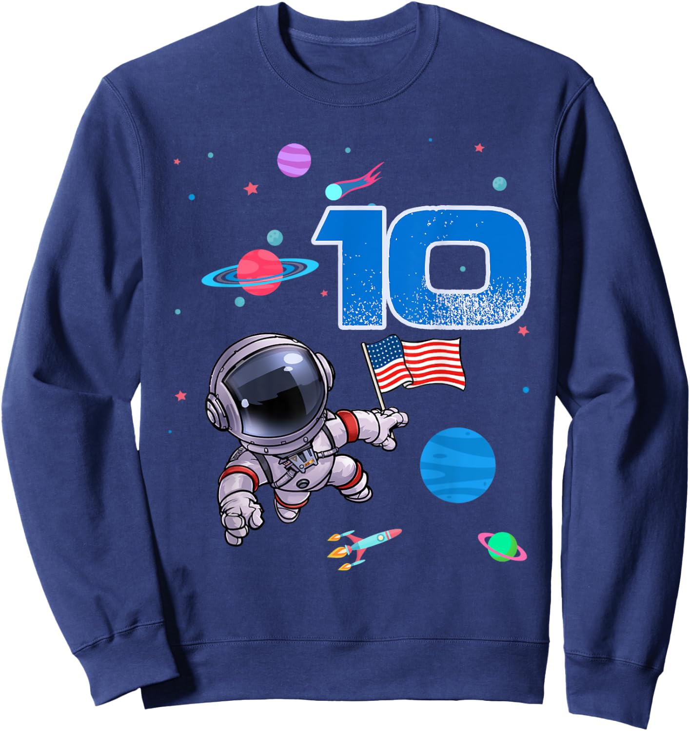 Astronaut Birthday Boy 10th Birthday 10 Years Old Space Sweatshirt - Sweatshirt | Navy
