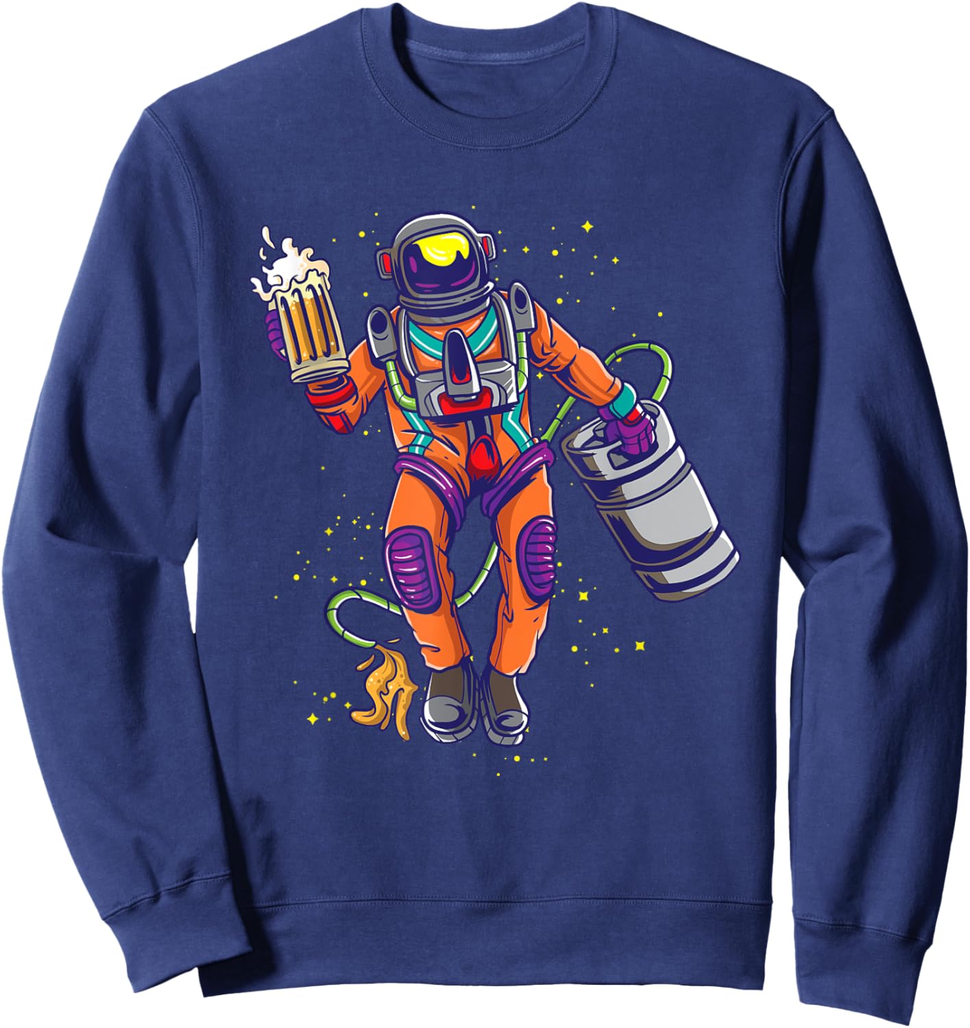 Astronaut Drinks Beer in Space Sweatshirt - Sweatshirt | Navy