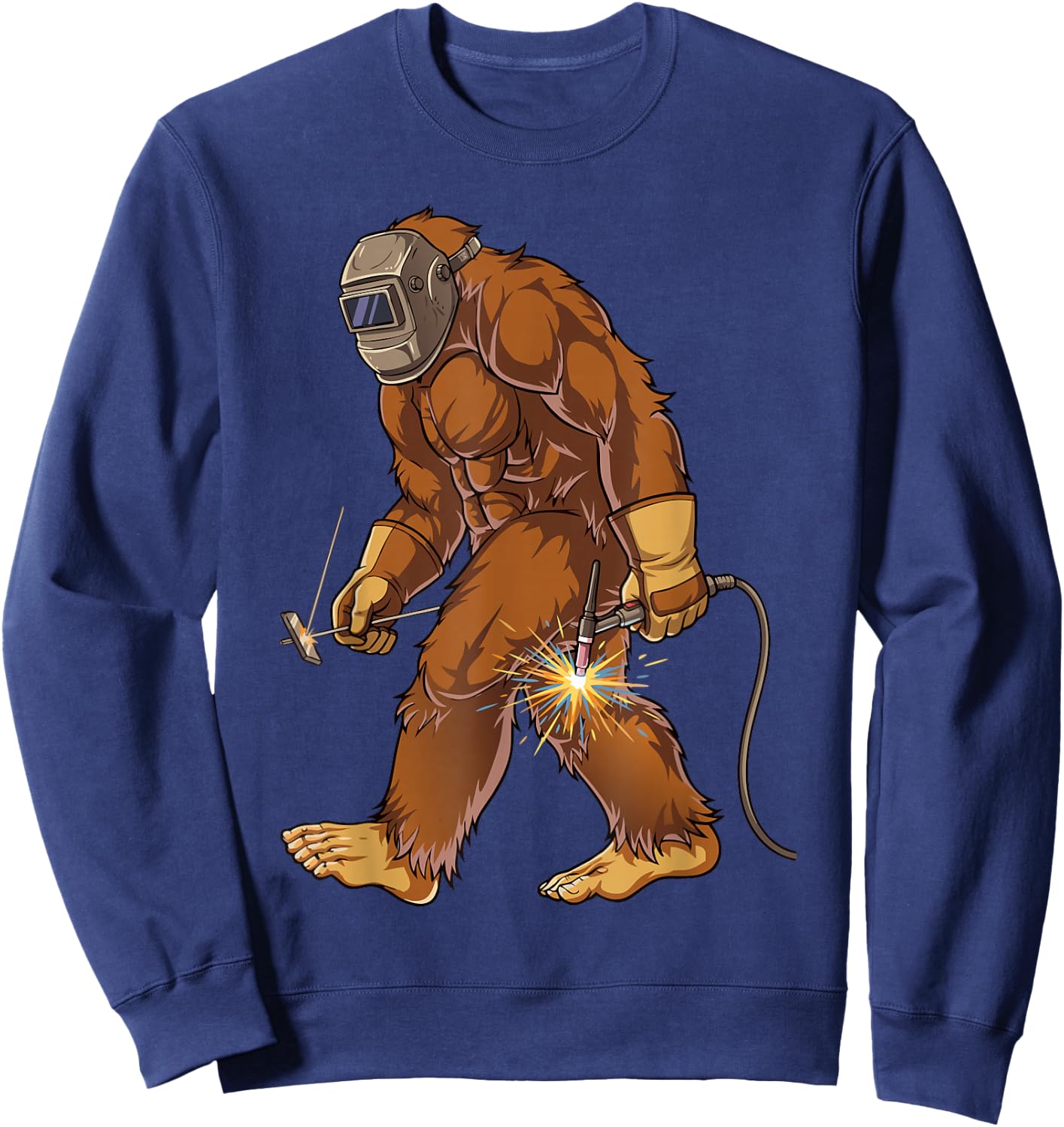Bigfoot Welder Sasquatch Welding Mythical Metalworker Sweatshirt - Sweatshirt | Navy