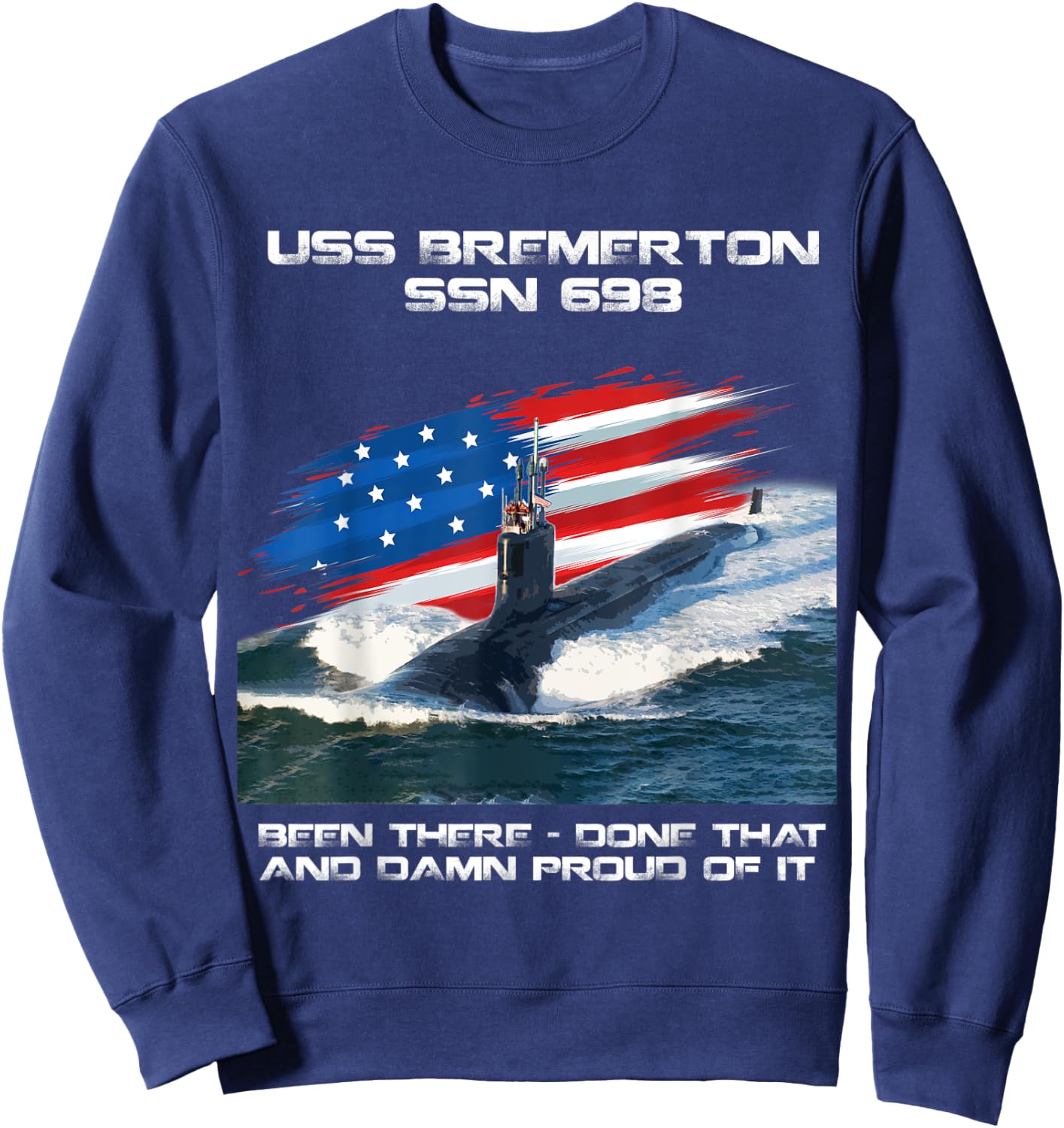 USS Bremerton SSN-698 American Flag Submarine Veteran Xmas Sweatshirt - Sweatshirt | Navy
