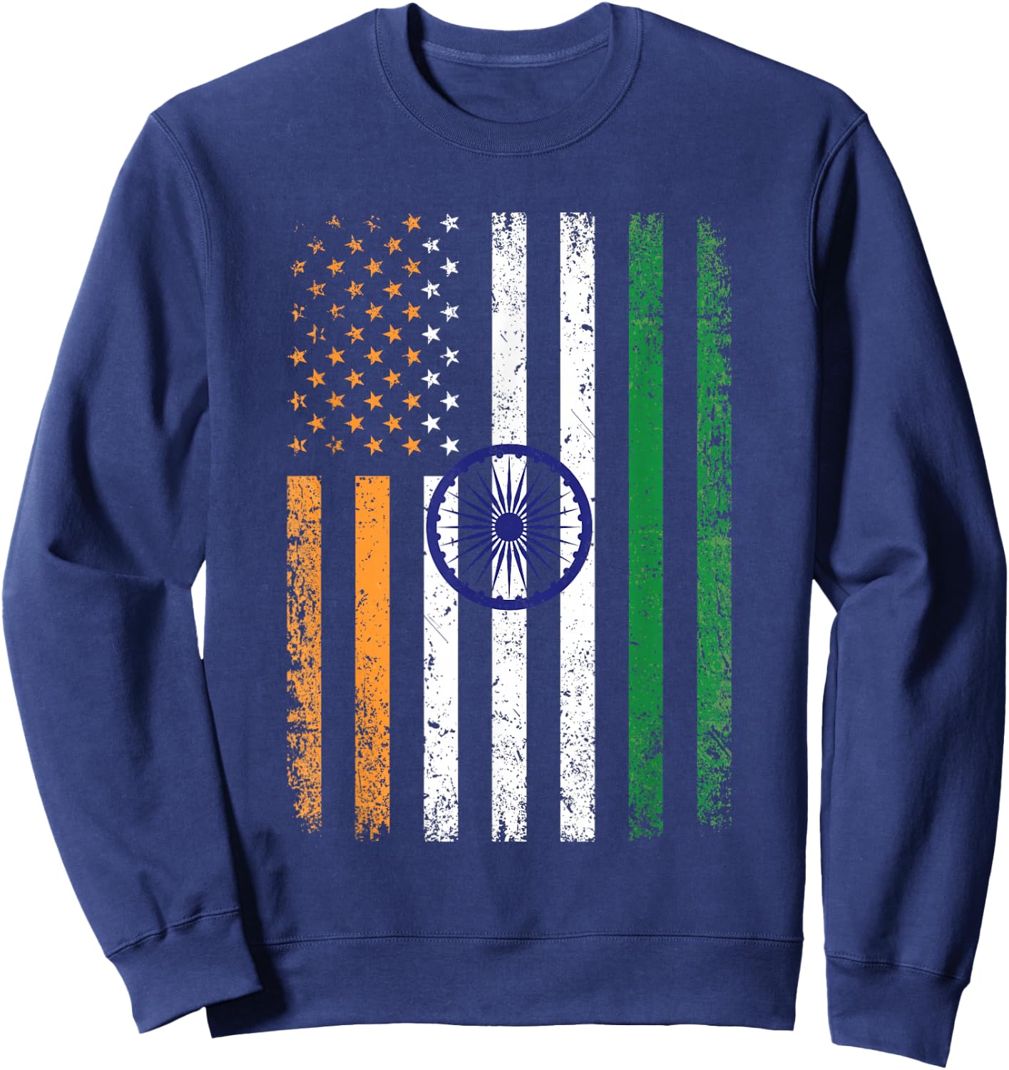 India USA Flag 4th Of July Patriotic American Indian Flag Sweatshirt - Sweatshirt | Navy