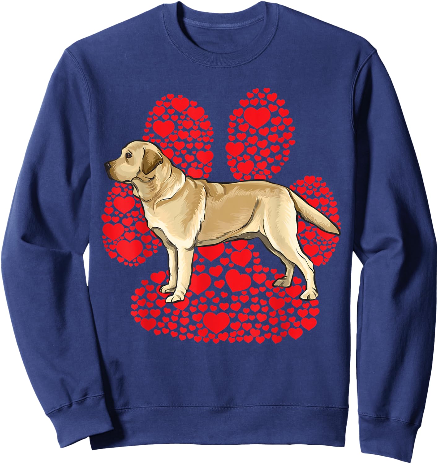 Yellow Labrador Retriever Valentines Day Dog Love Paw Women Kids Sweatshirt - Sweatshirt | Navy
