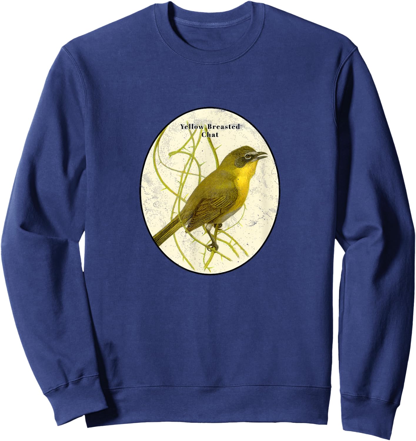 Retro Antique Yellow-Breasted Chat Vintage Bird Design Sweatshirt - Sweatshirt | Navy