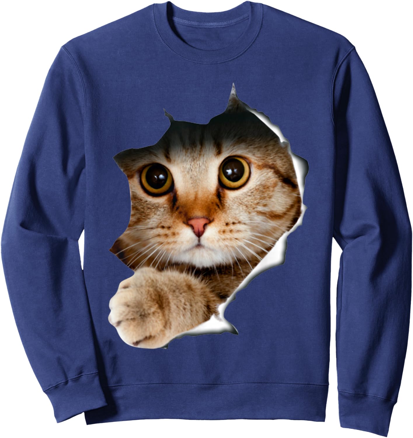 Cat Shirt, Cat , Cat Torn Cloth Shirt, Kitten,Kitty Sweatshirt - Sweatshirt | Navy