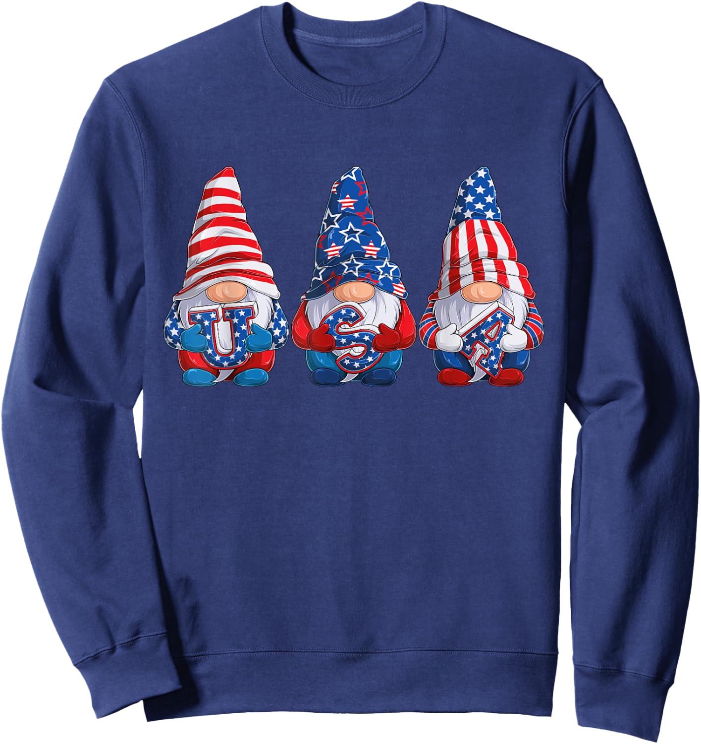Gnomes 4th Of July Patriotic Gnome USA Flag Independence Day Sweatshirt - Sweatshirt | Navy