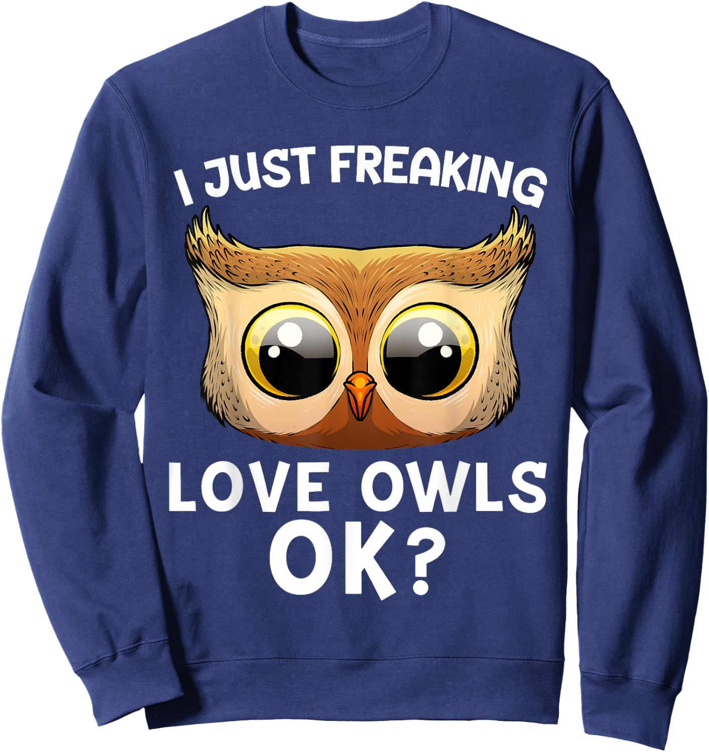 Cute Owl Women Horned Snowy Owl Nocturnal Bird Lover Sweatshirt - Sweatshirt | Navy