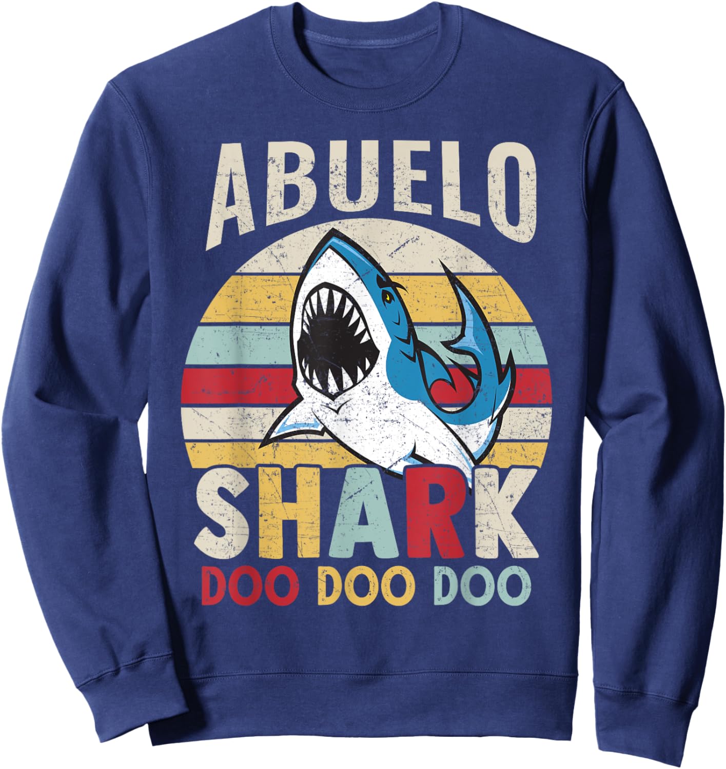 FAMILY 365 Fathers Day Funny Abuelo Shark Grandpa Gift Men Sweatshirt - Sweatshirt | Navy