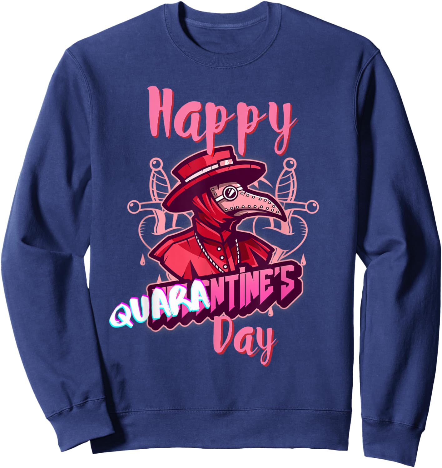 Happy Valentine's Day Quarantine Plague Doctor Sweatshirt - Sweatshirt | Navy