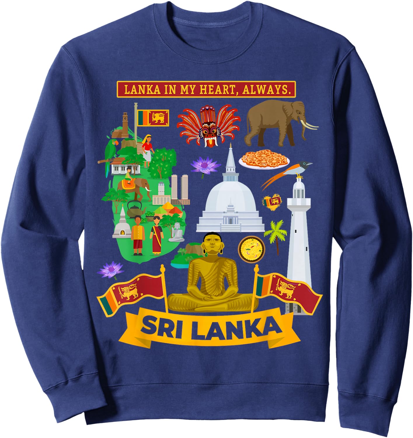 Sri Lanka Heritage Outfit Idea for Kids & Sri Lankan Flag Sweatshirt - Sweatshirt | Navy