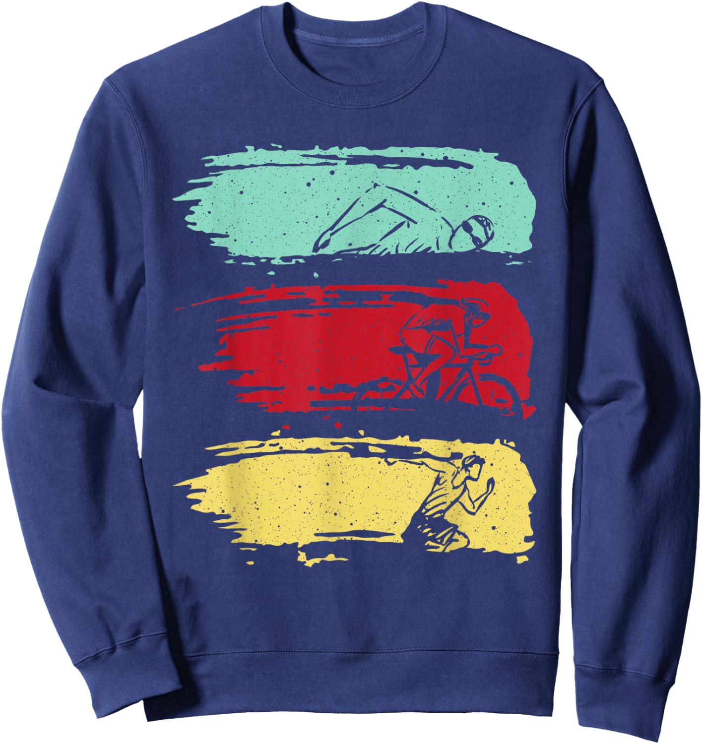 Funny Triathlon Swim Bike Run Design Men Women Triathletes Sweatshirt - Sweatshirt | Navy