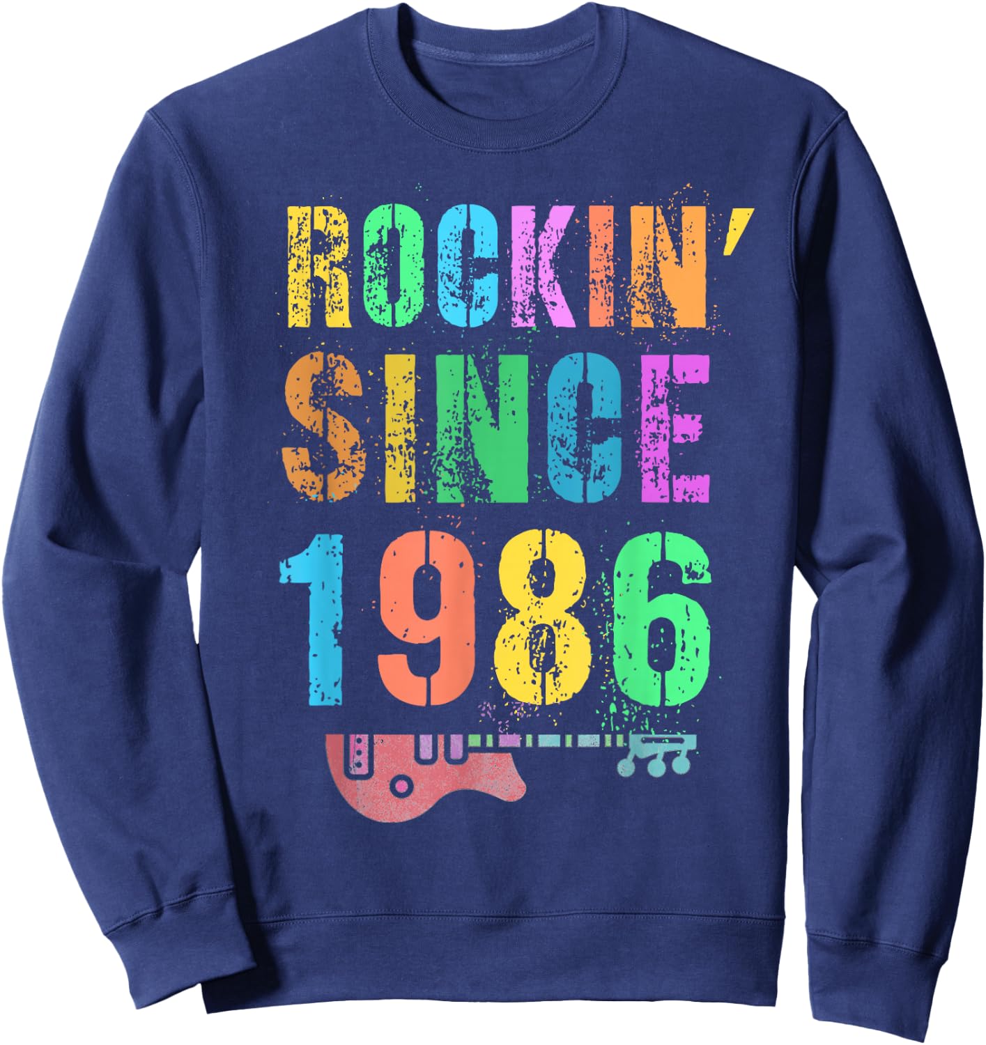 Rockin' Since 1986 Vintage Rockstar 40th Birthday Mom Dad 40 Sweatshirt - Sweatshirt | Navy