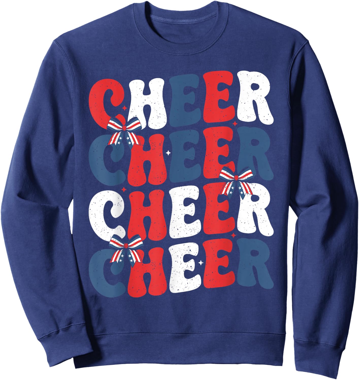 Cheerleader 4th of July Bow Patriotic Cheer USA Bow Sweatshirt - Sweatshirt | Navy