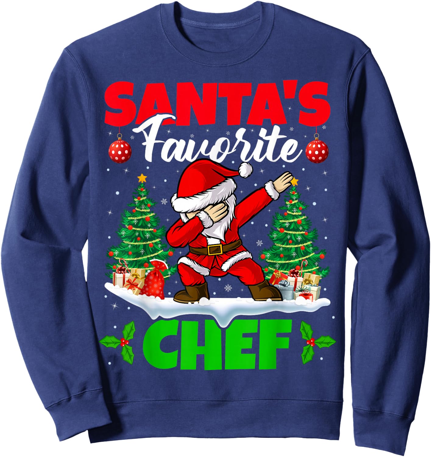 Xmas Dabbing Santa's Favorite Chef Christmas Sweatshirt - Sweatshirt | Navy