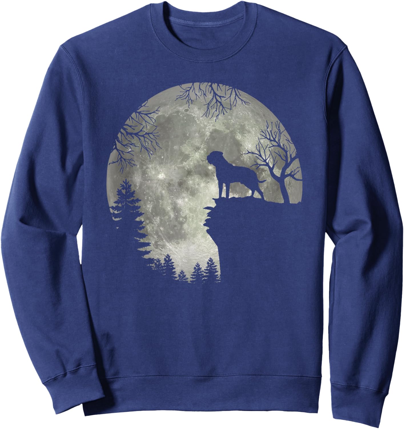 Bullmastiff And Moon Halloween Sweatshirt - Sweatshirt | Navy