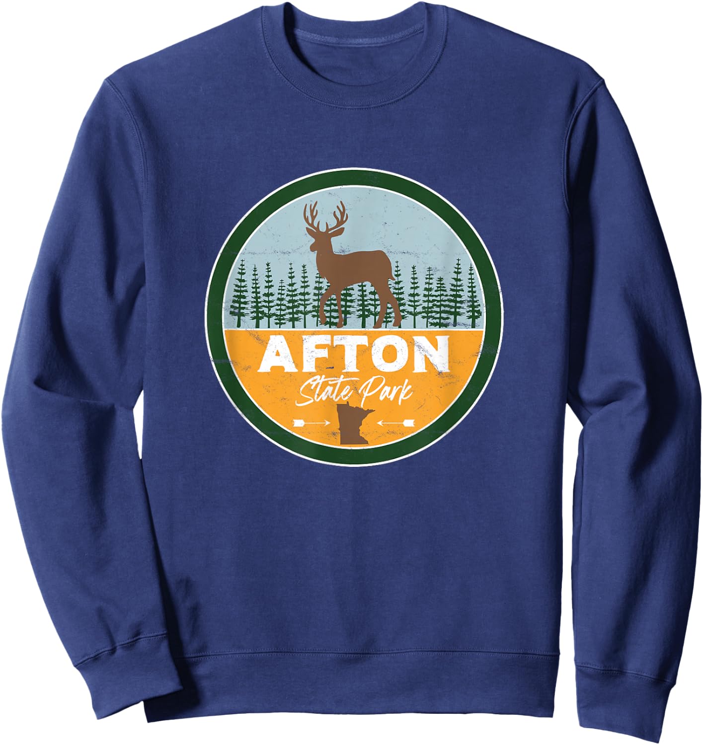 Afton State Park Minnesota MN Forest Deer Badge Sweatshirt - Sweatshirt | Navy