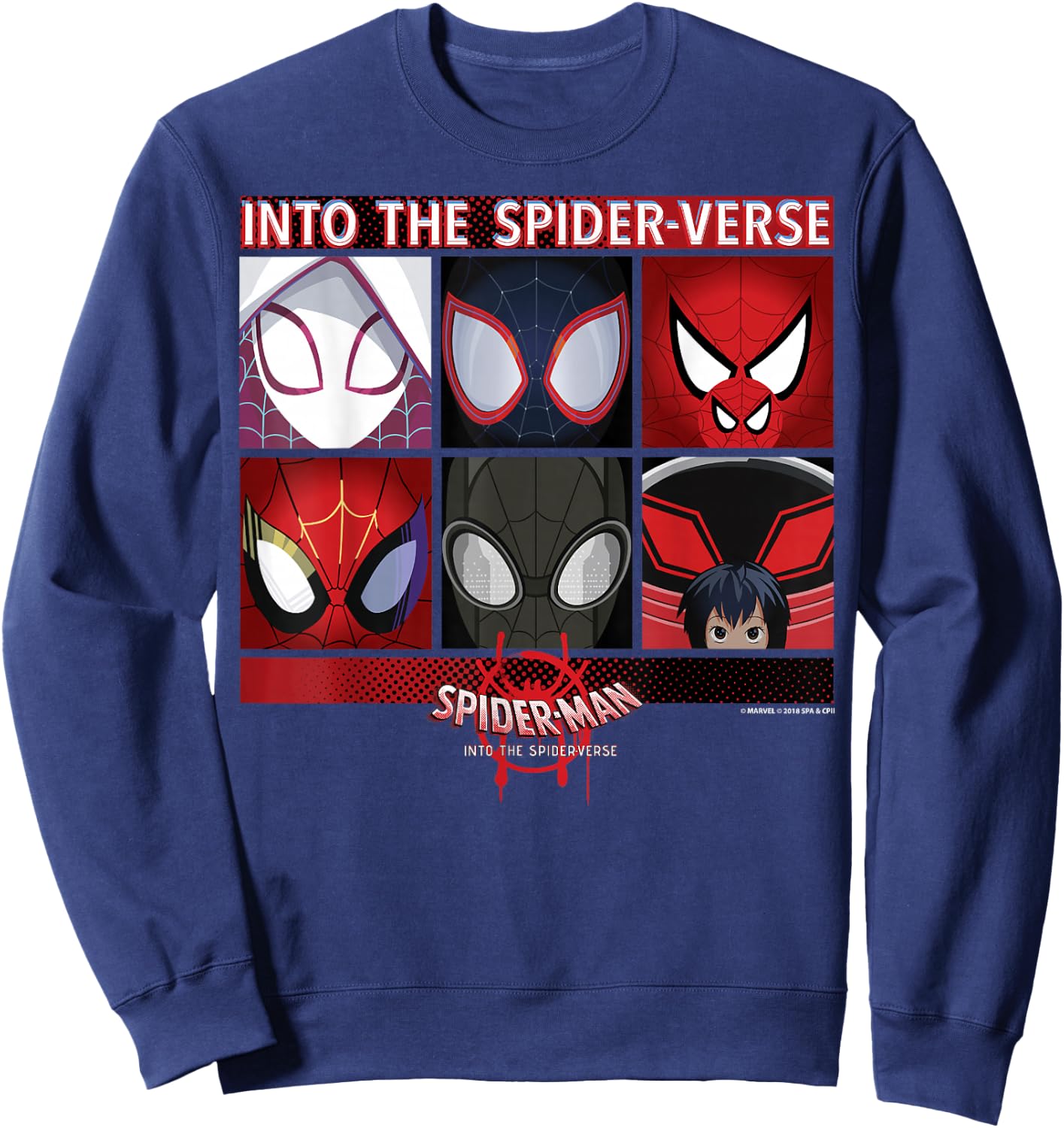 Marvel Spider-Man Spiderverse Square Group Graphic Sweatshirt - Sweatshirt | Navy