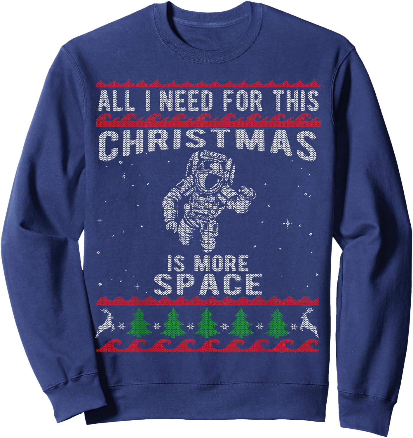 Cool Ugly Christmas Style Spaceman Astronaut Sweatshirt - Sweatshirt | Navy